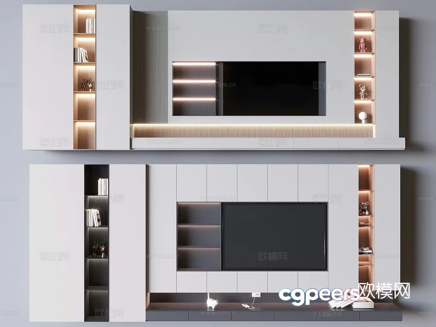 Modern TV background wall 3d model
