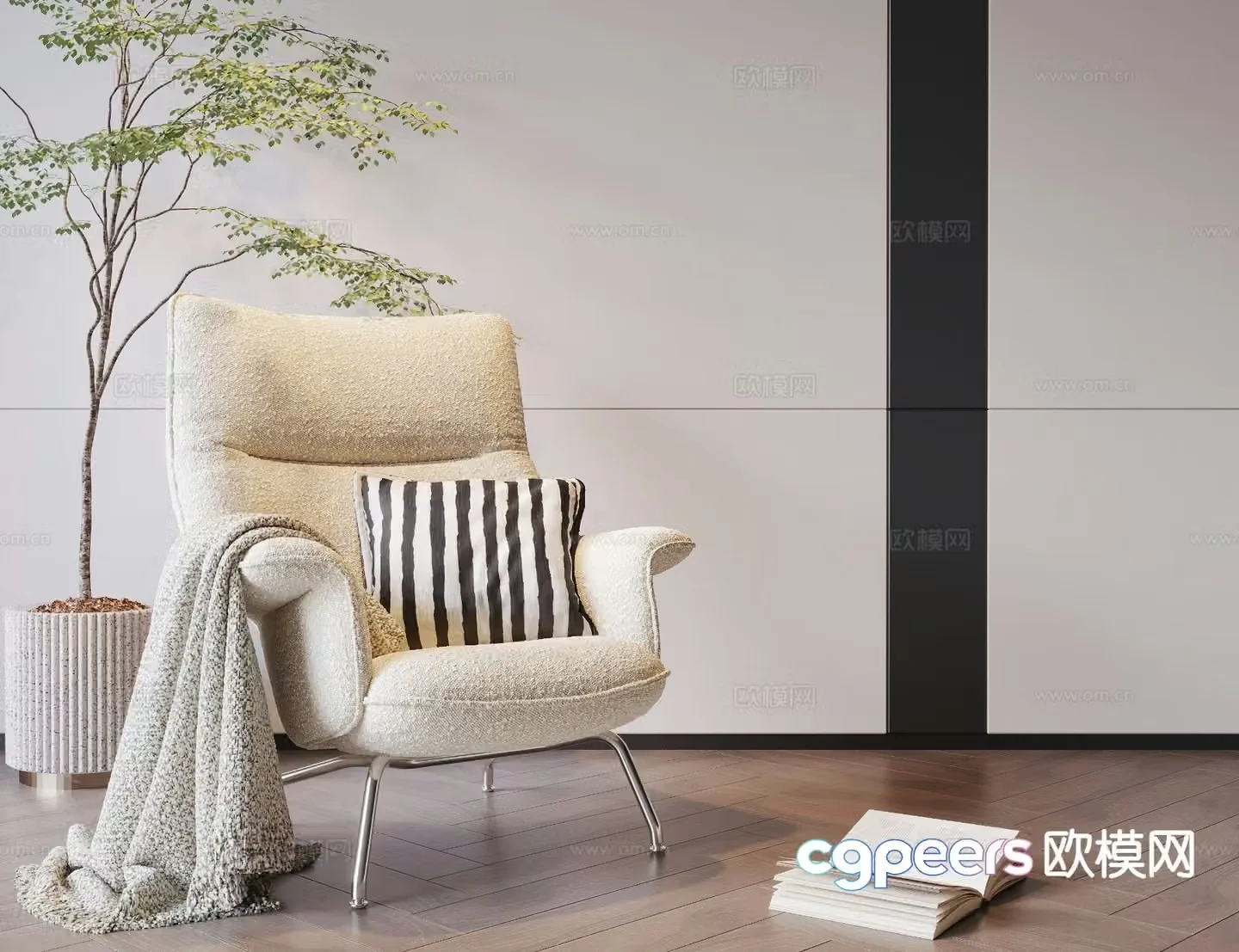 Cream style leisure chair armchair sofa chair 3d model