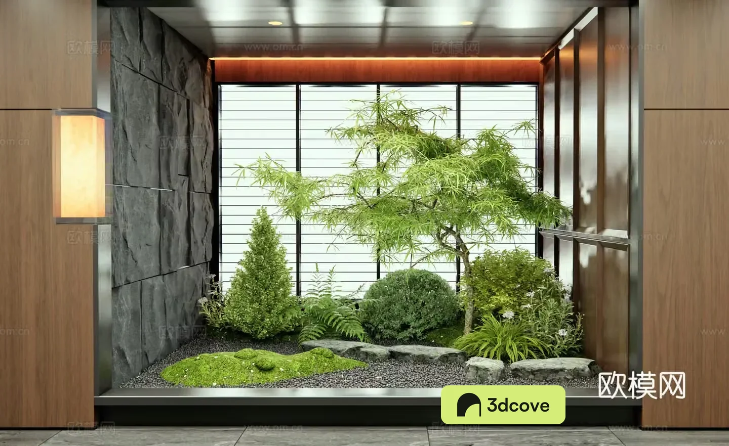 Modern interior landscape Plant landscaping Garden sketch Plant combination Shrub Tree