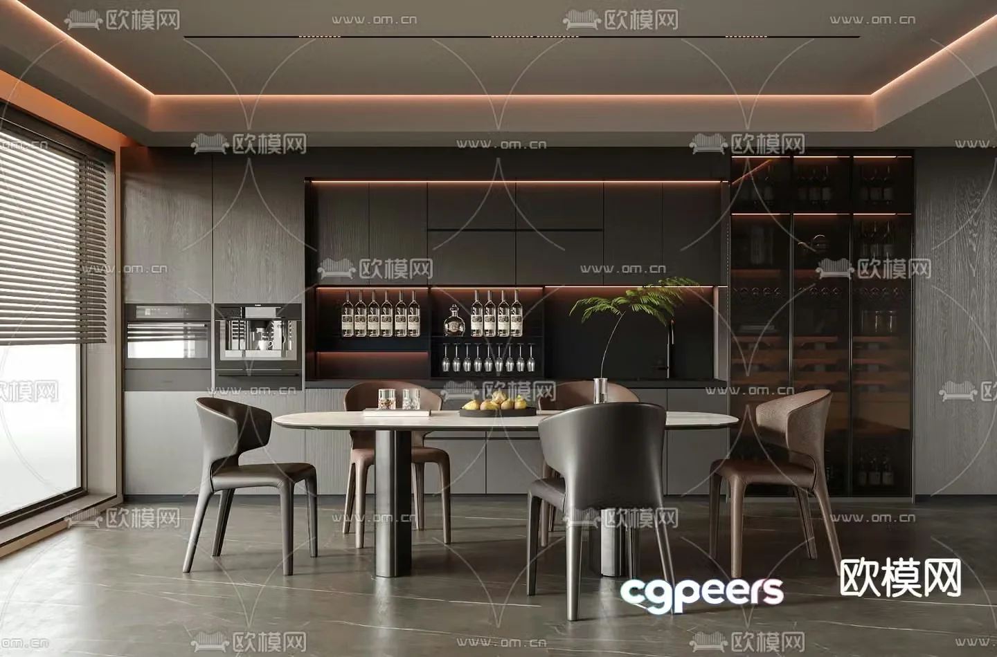 Premium gray restaurant 3d model