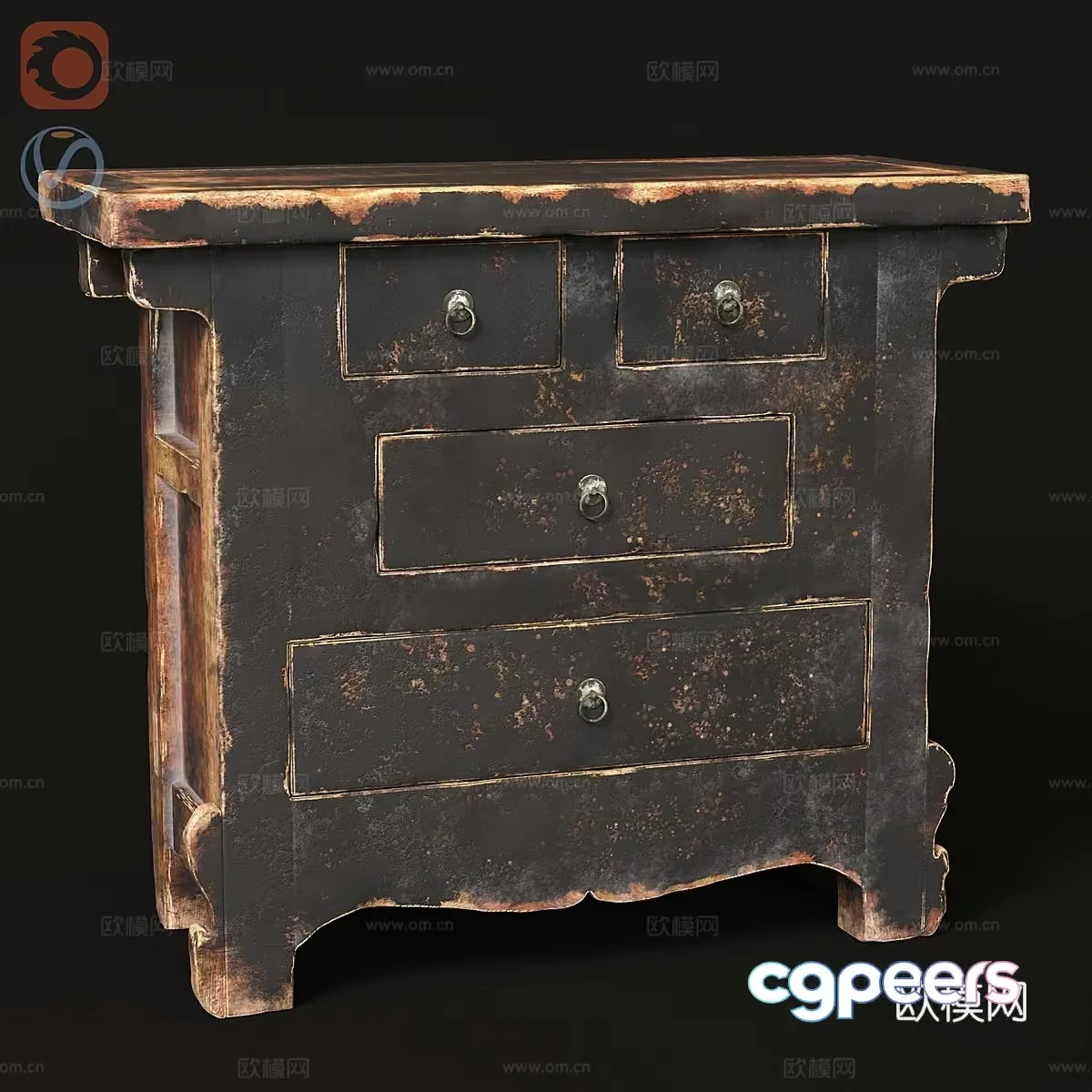 Old Wooden Dresser 3D Model – 14002 – VRAY Render