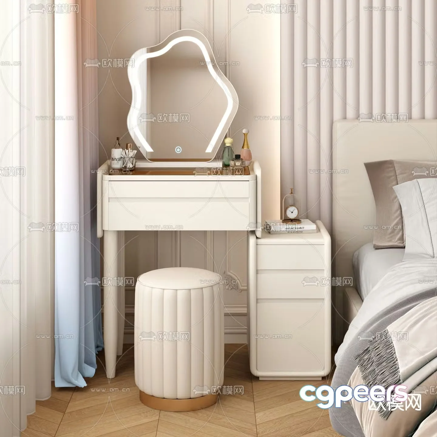 Cream style dresser 3d model