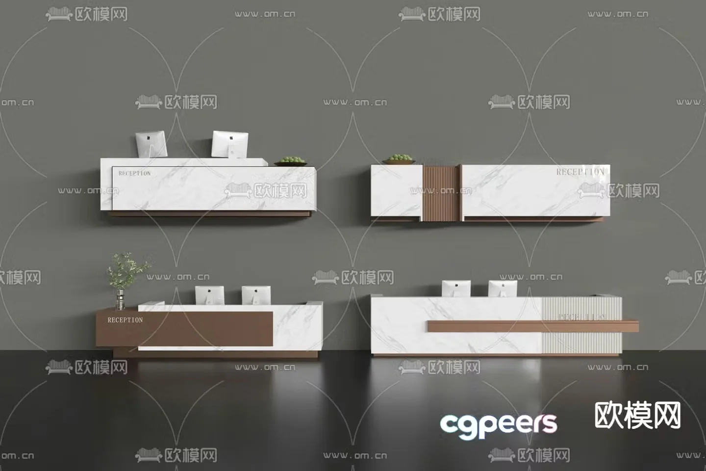 Modern front desk reception desk service desk 3d model