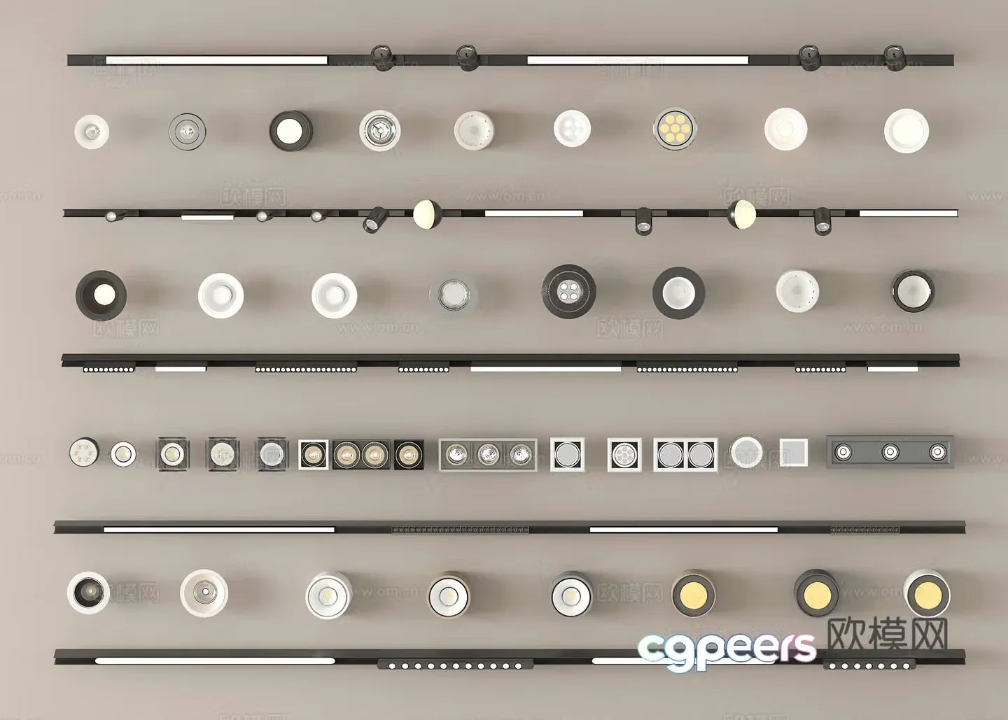 Spotlight Downlight Track Light Light Bar 3D Model