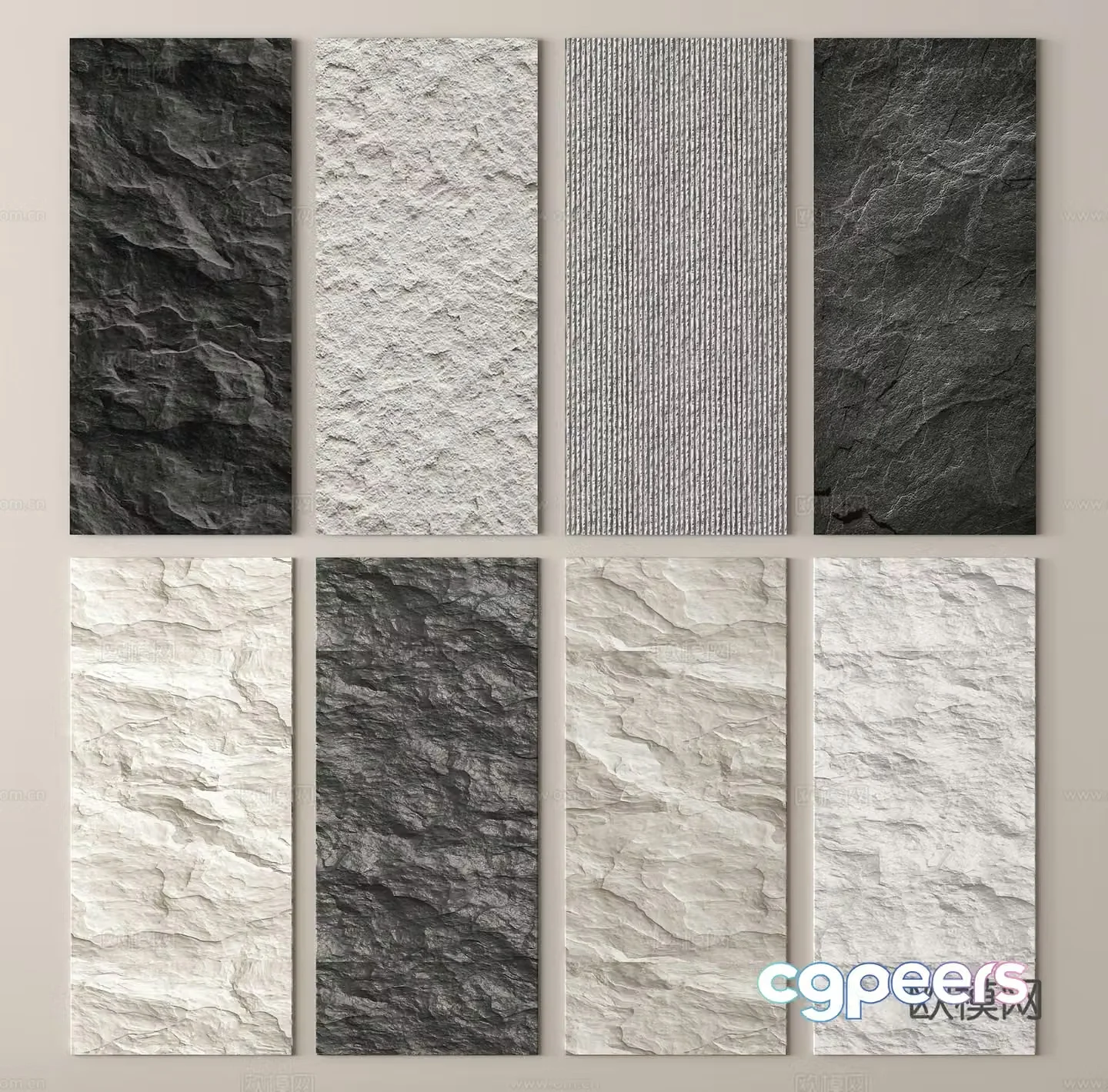 Background wall wall panel stone slab 3d model
