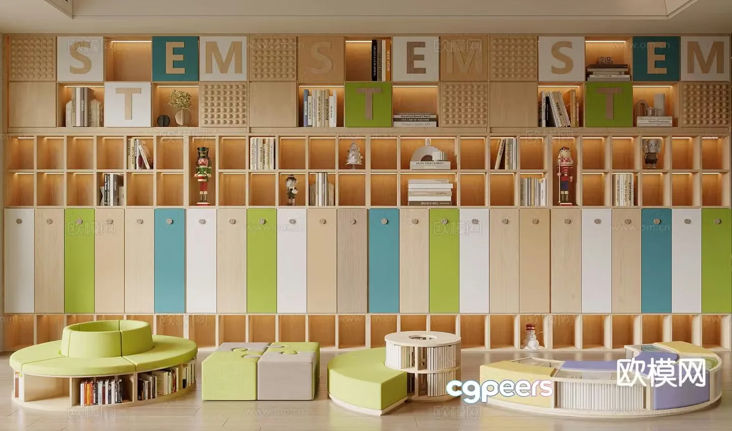 Modern children’s bookcase 3d model