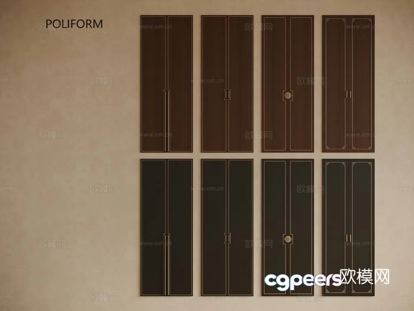 Middle style New Chinese style Cabinet door Door panel Wardrobe door Cabinet door Wine cabinet door Shoes 3D model