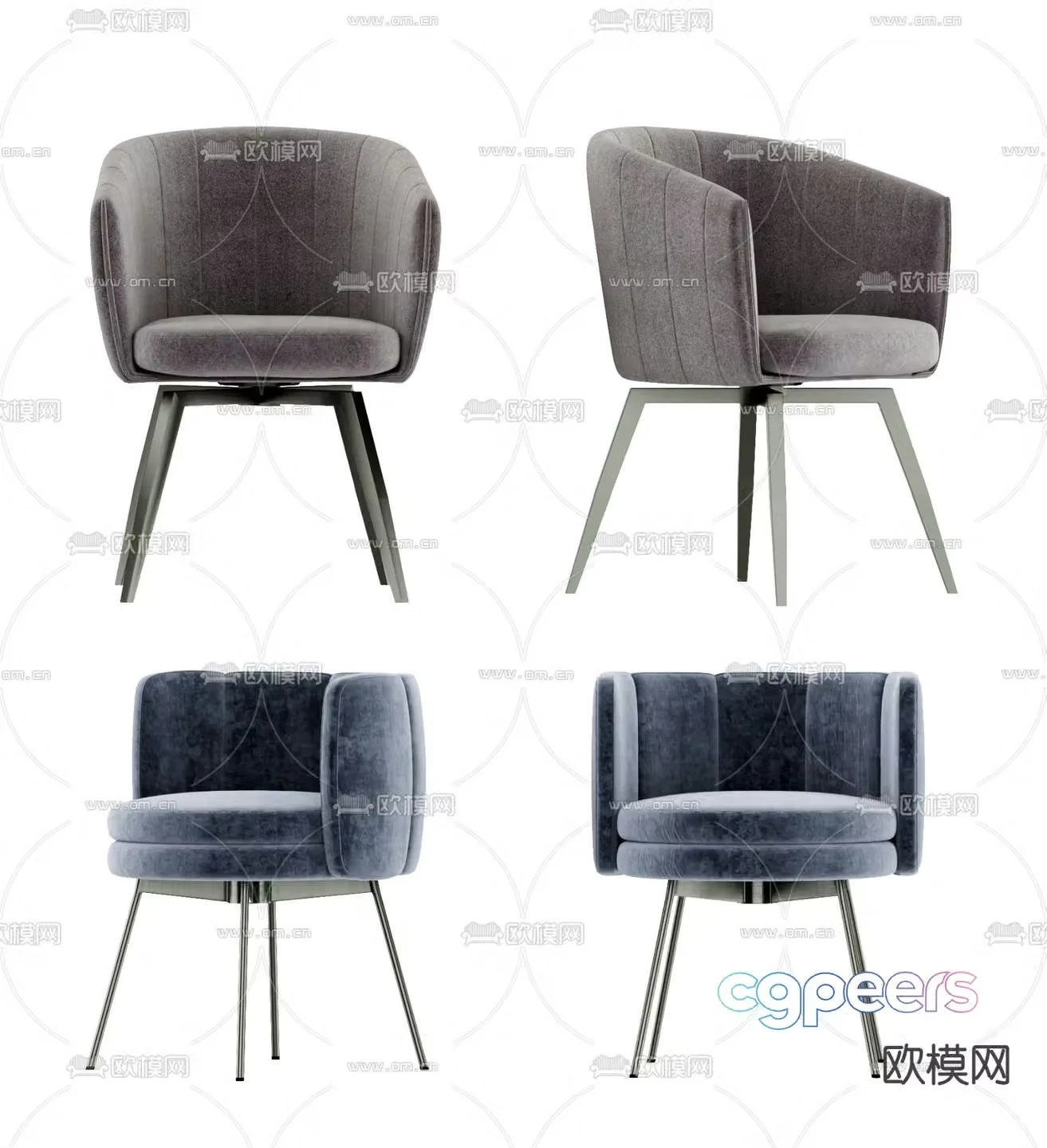 Modern single chair dining chair 3d model