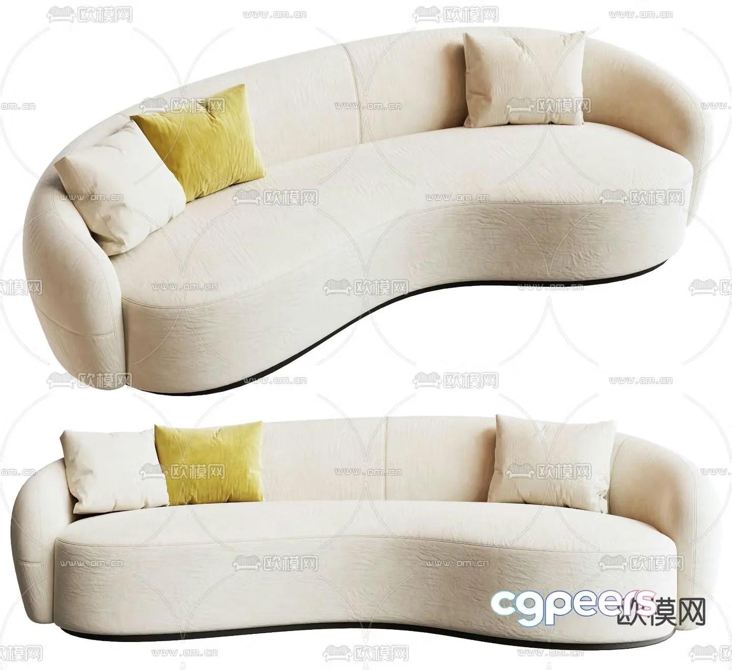 Cream style sofa curved sofa 3d model
