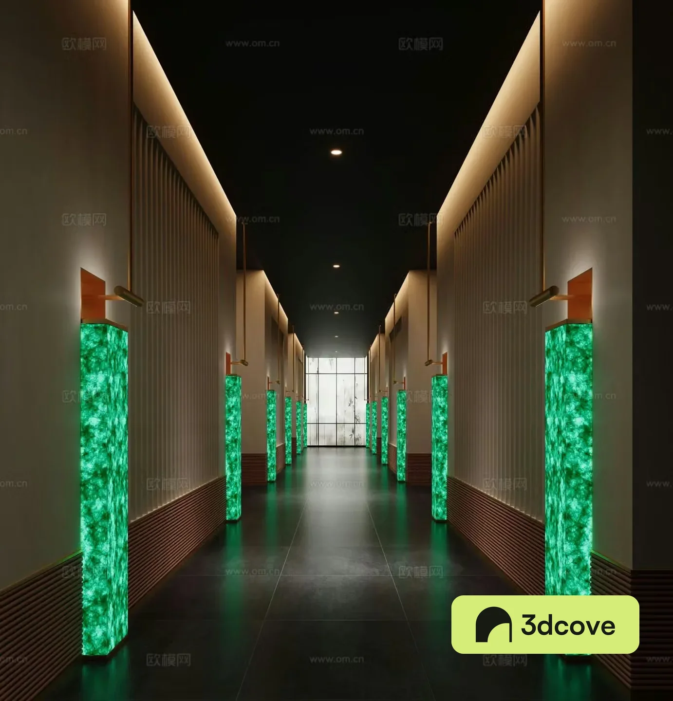 Modern aisle corridor restaurant corridor club corridor