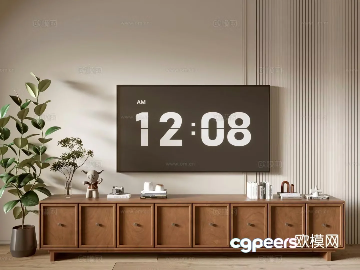 Log style TV cabinet 3D model