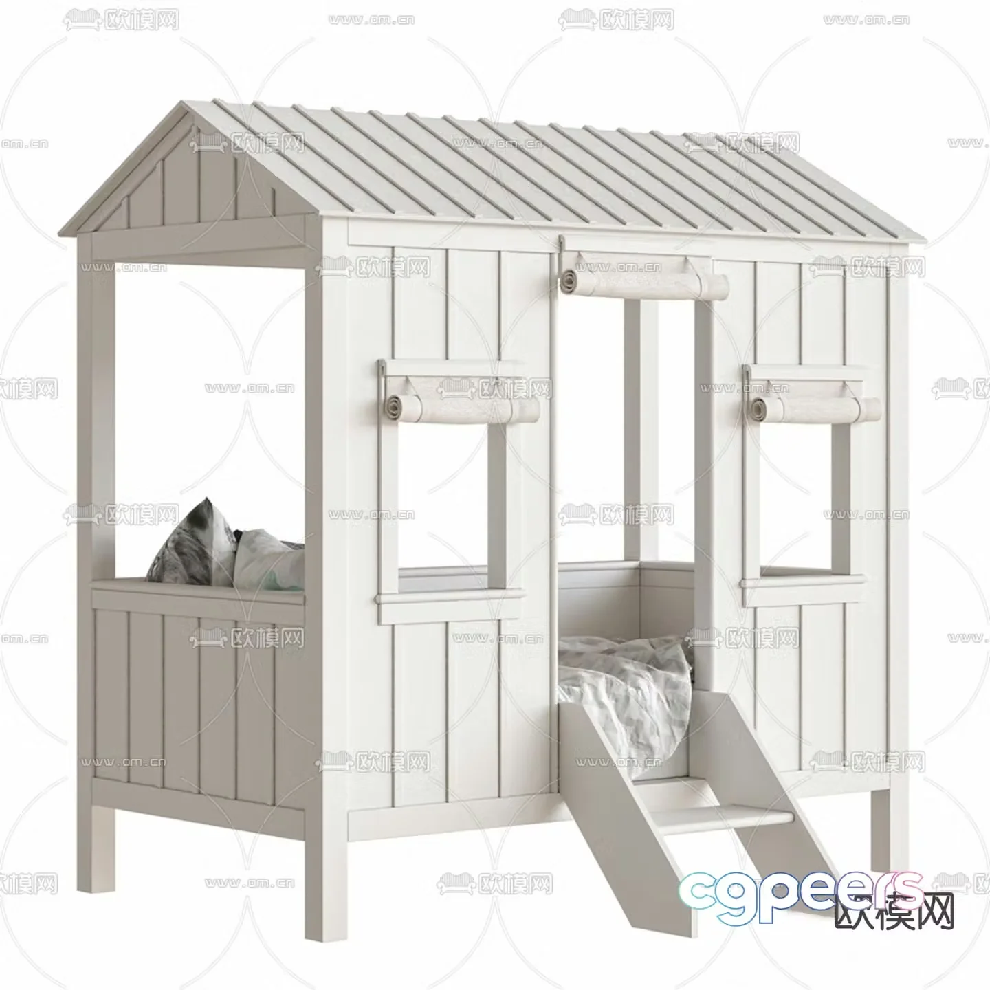 Nordic pure white crib 3d model