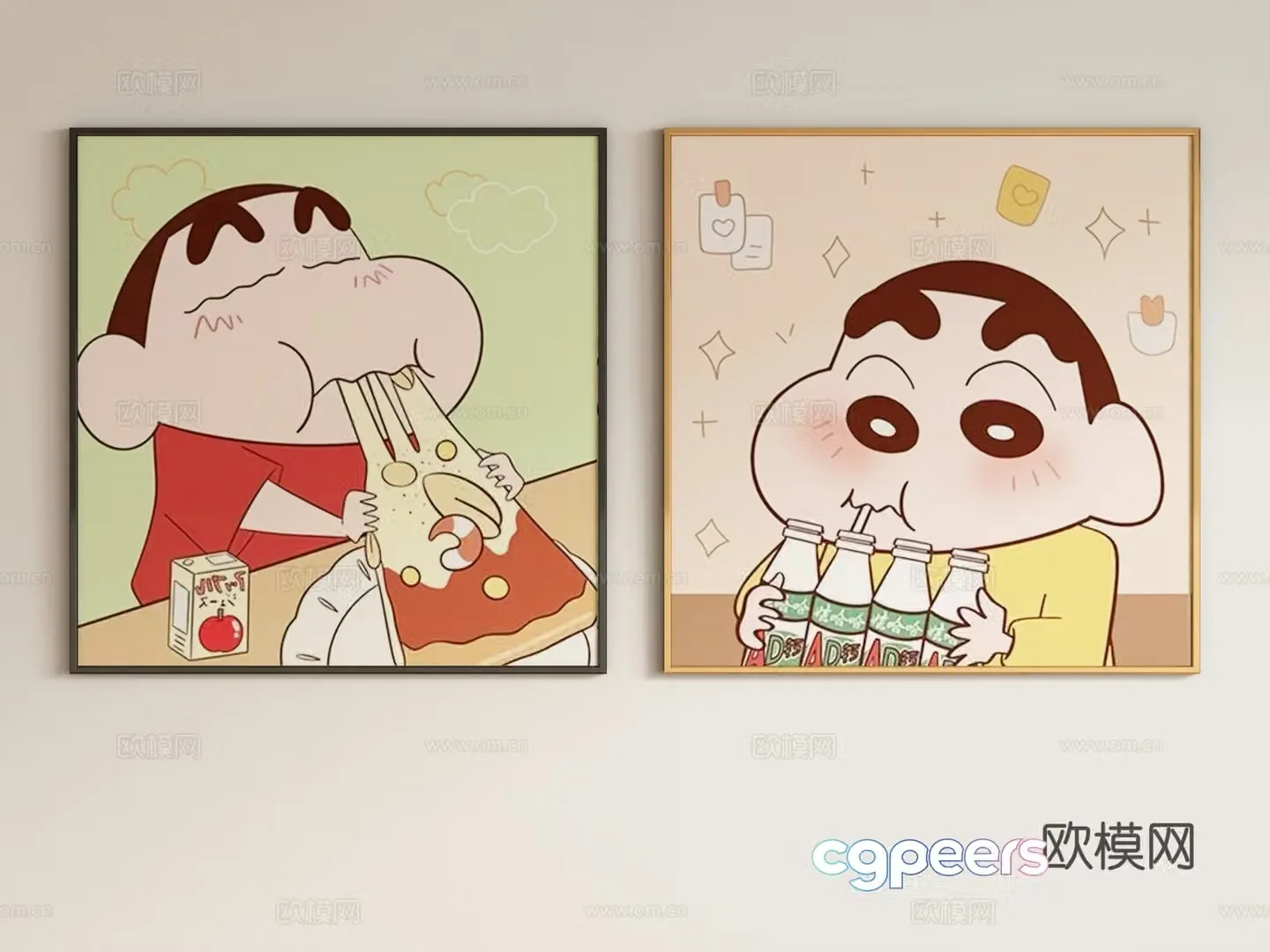 Modern cream style children’s decorative painting hanging painting 3d model