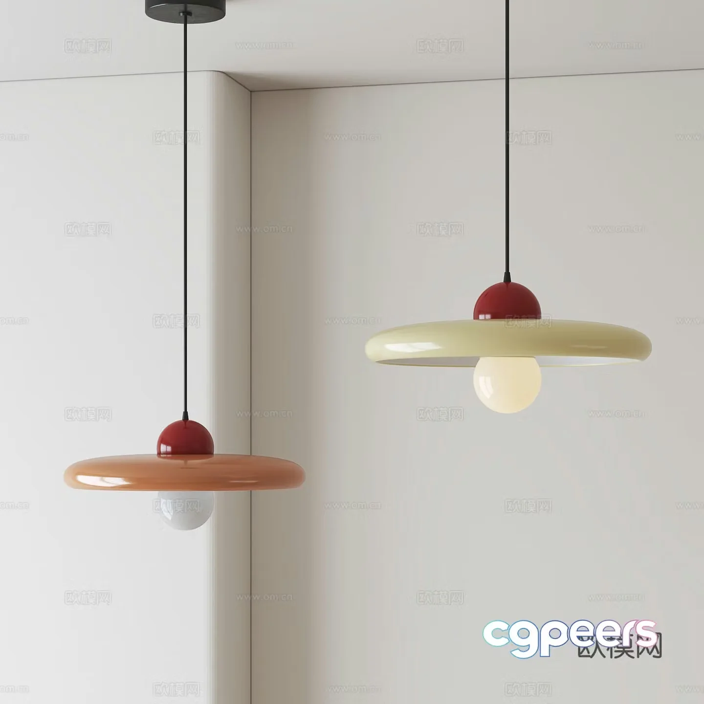 Creamy restaurant chandeliers 3d model