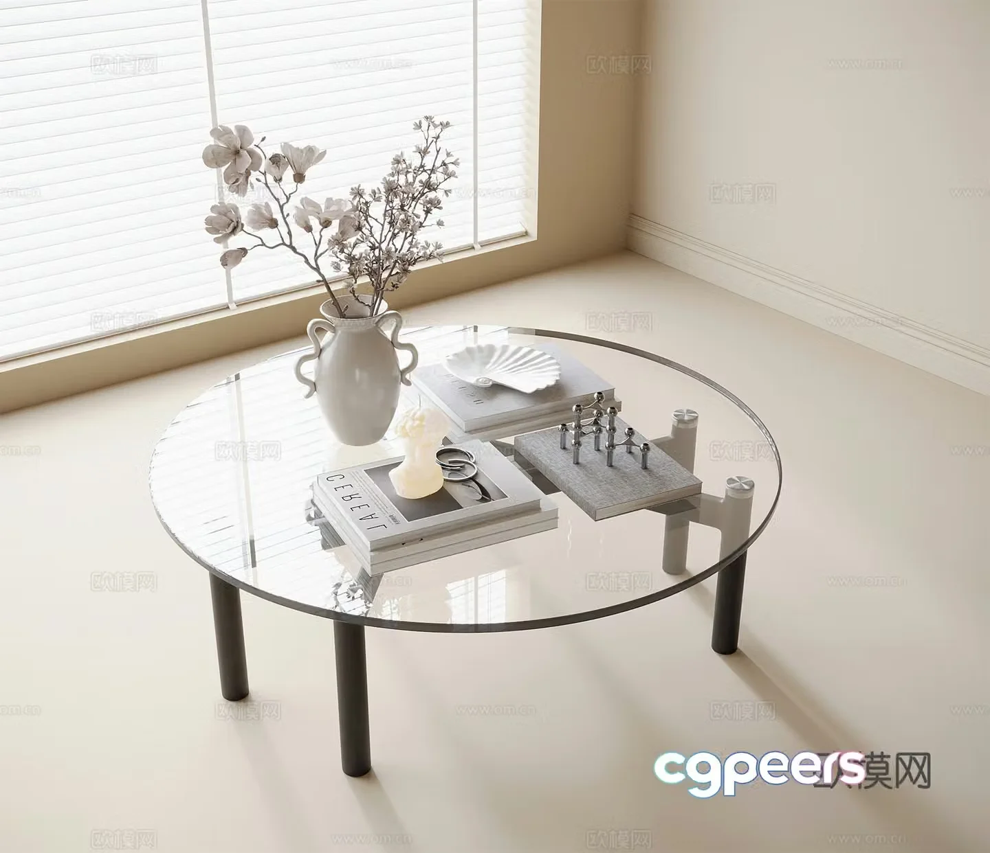 Modern glass coffee table round coffee table 3d model