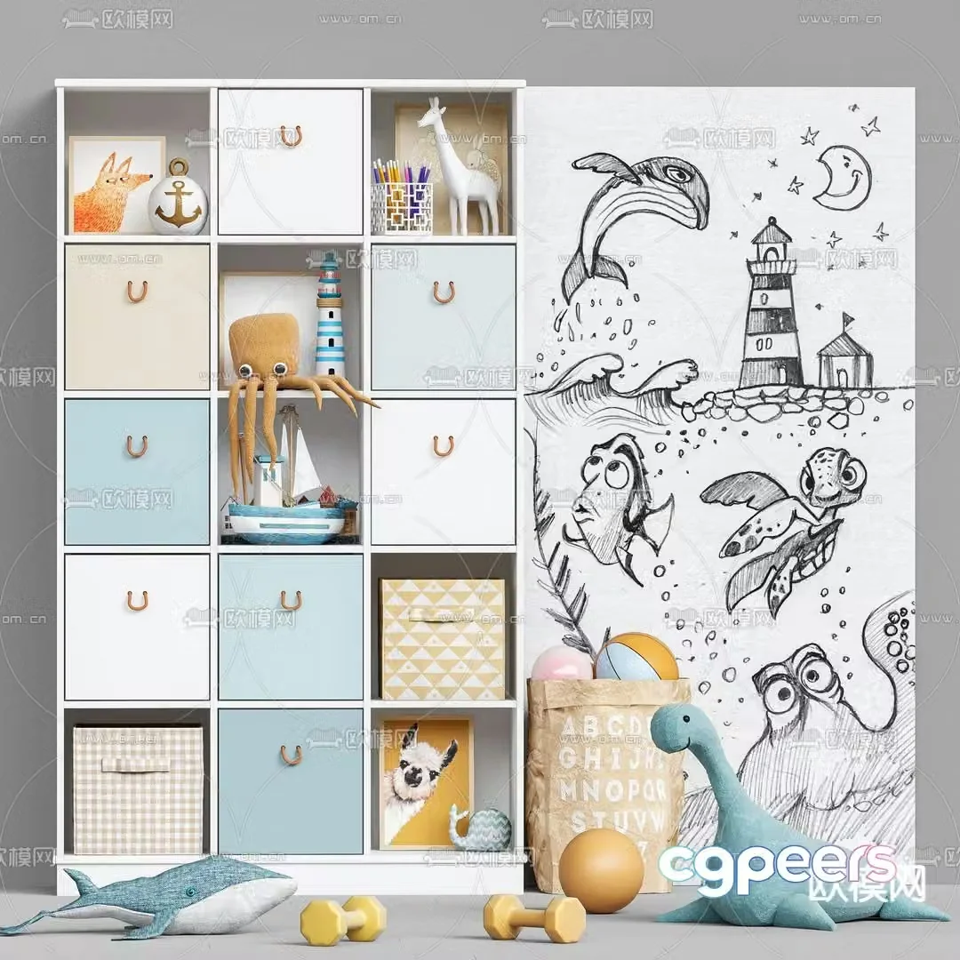 Modern children’s locker 3d model