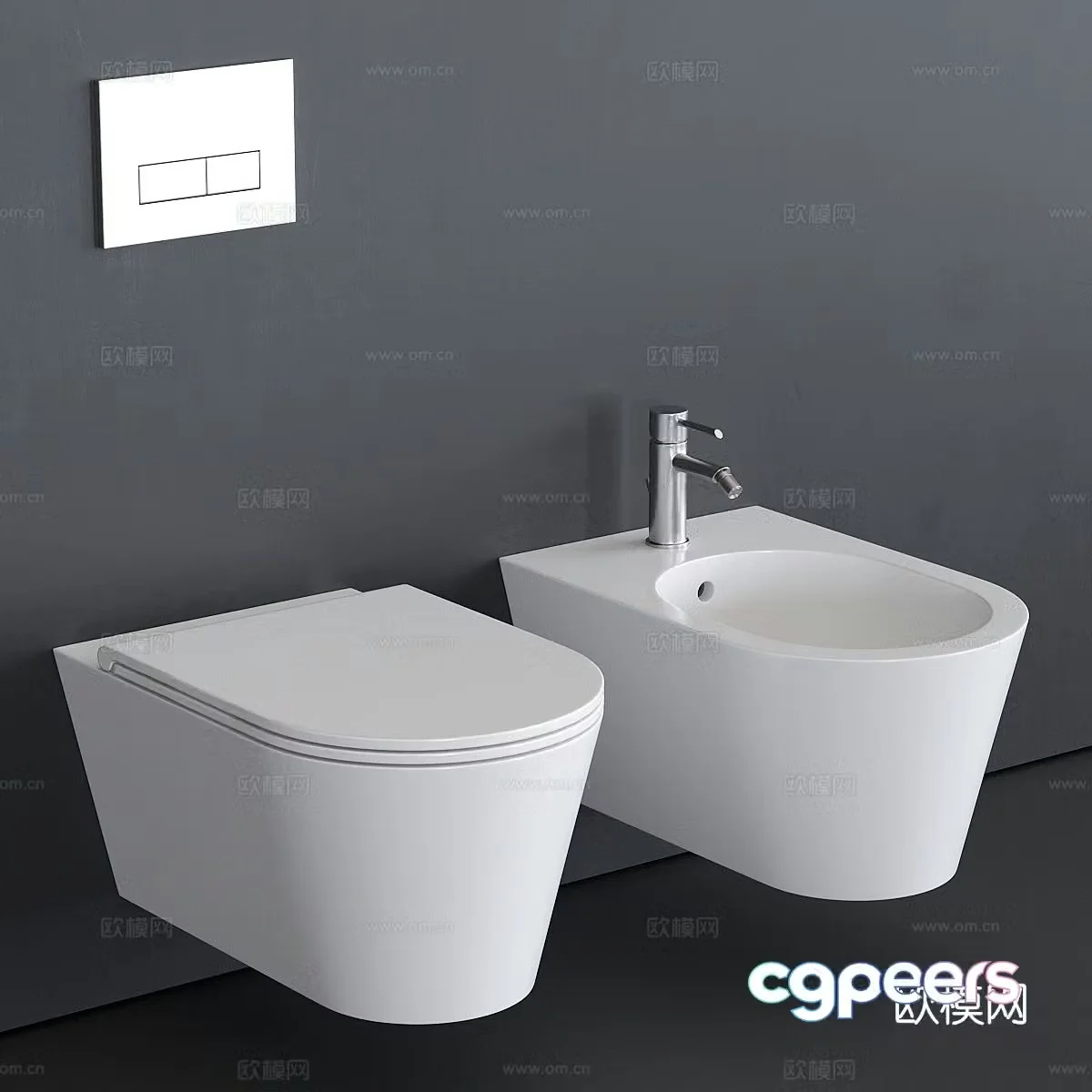 Alice Ceramica Hide Round Wall-mounted Toilet 3D Model
