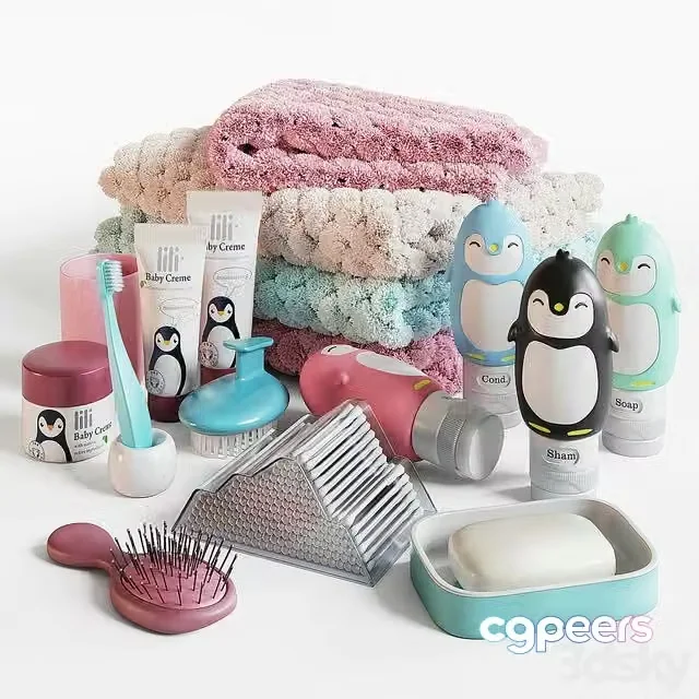 3ds Max Free – Baby bath set 003
