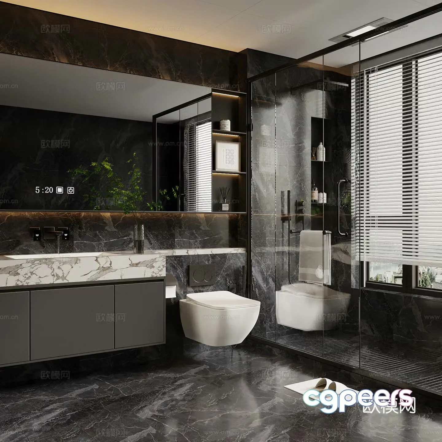 36 modern Italian bathroom toilet toilet bathroom cabinet 3d model
