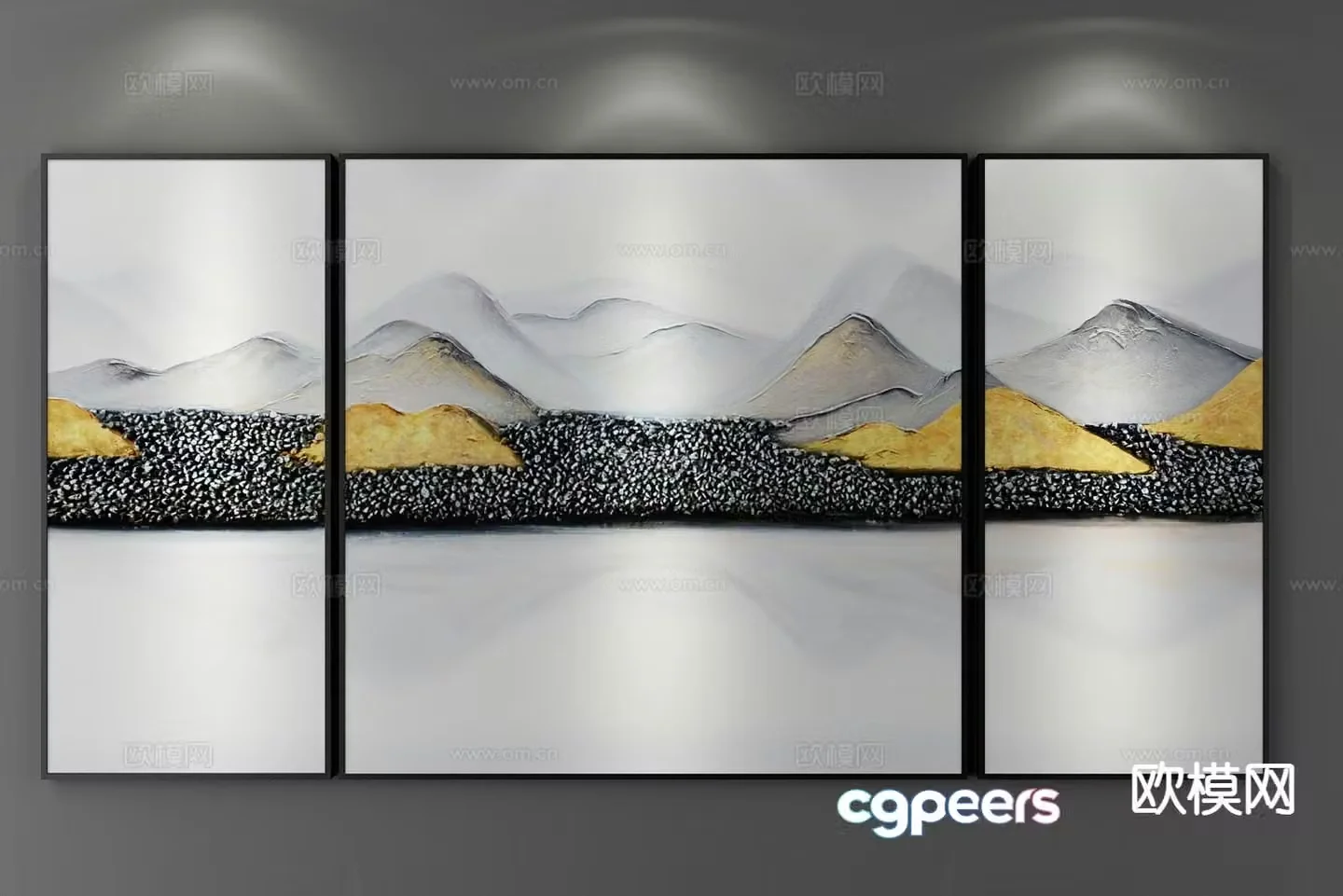 New Chinese style decorative painting combination painting 3D model