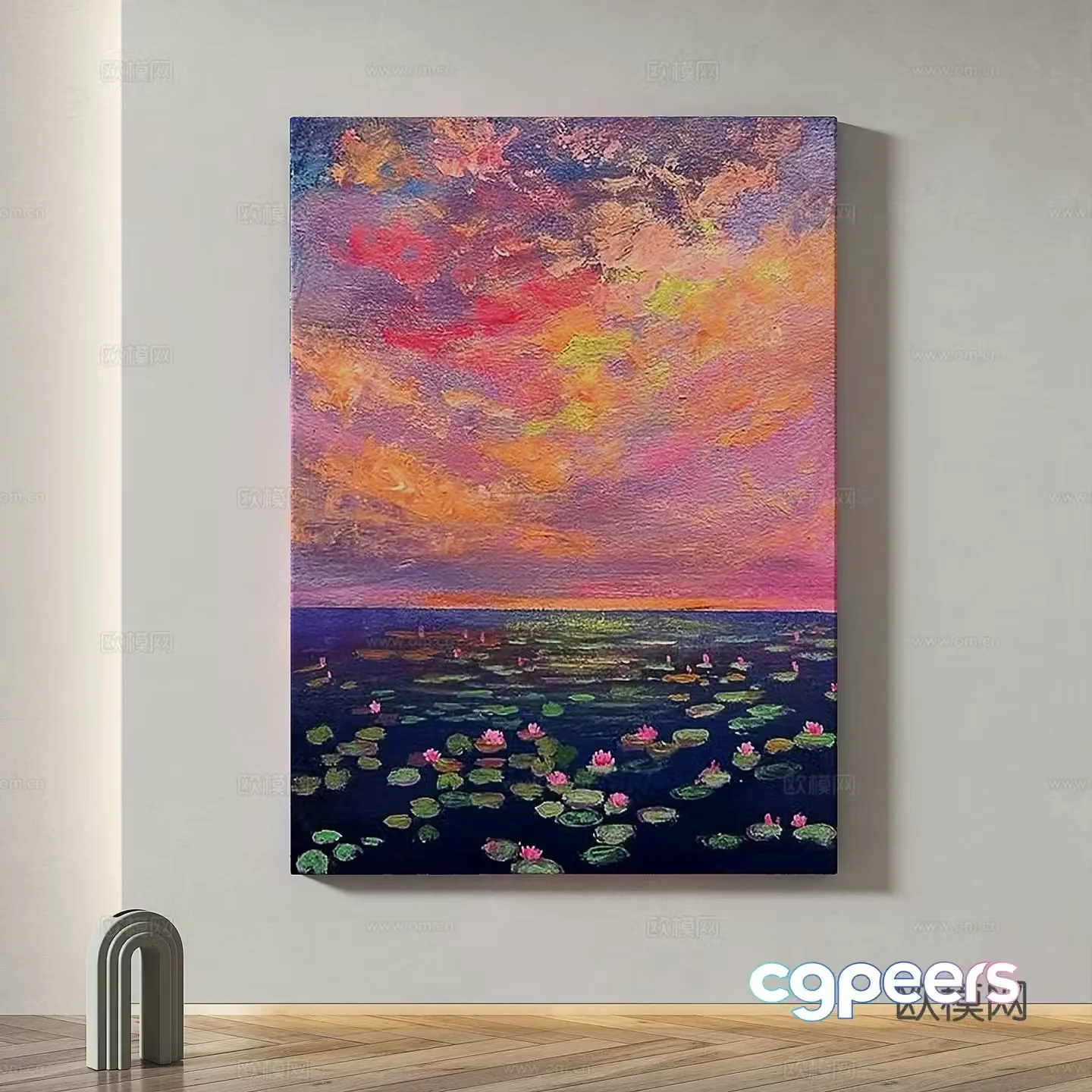 Modern simple abstract light luxury oil painting cream style decorative painting 3d model