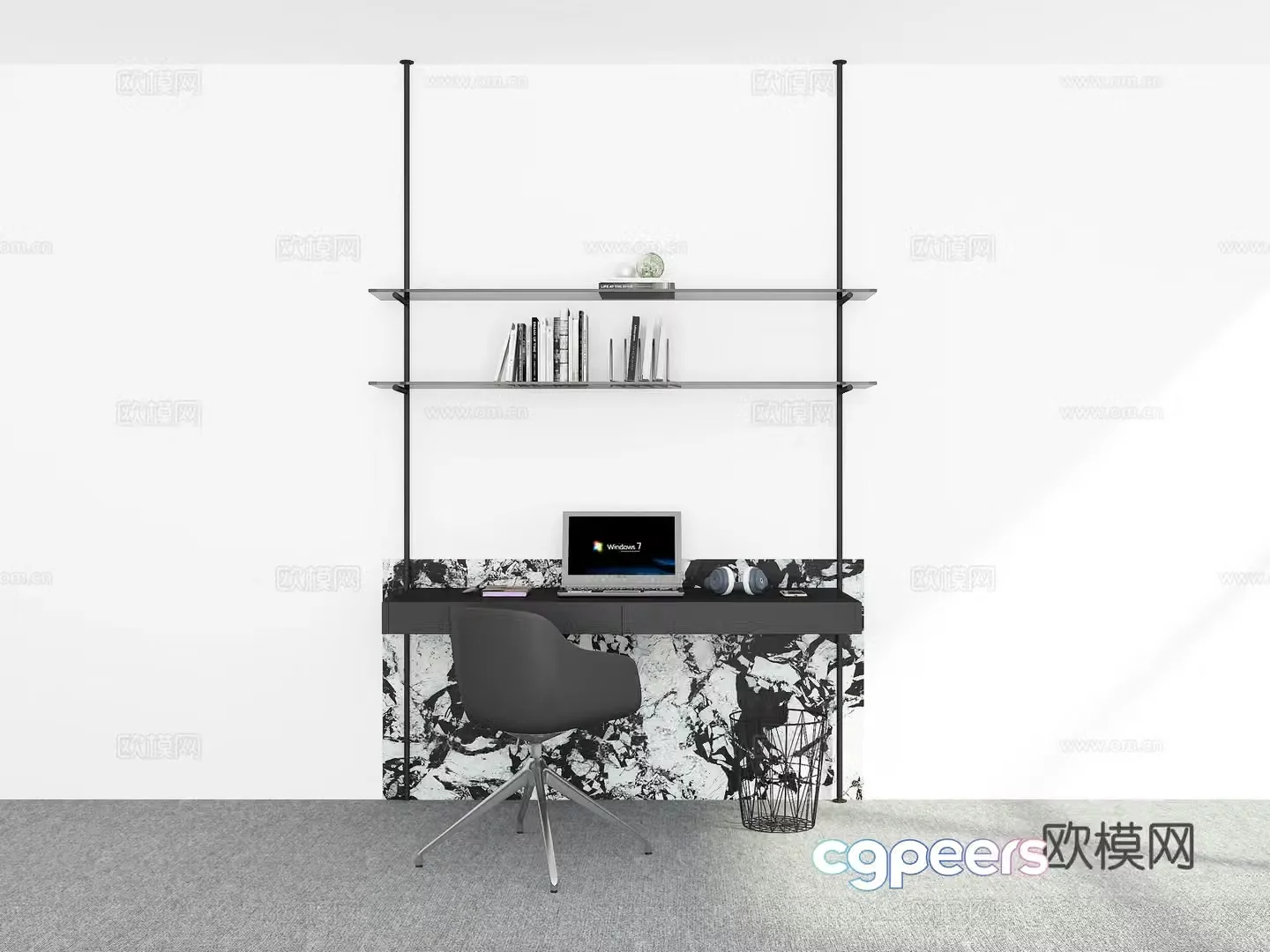 Modern desk study table 3d model