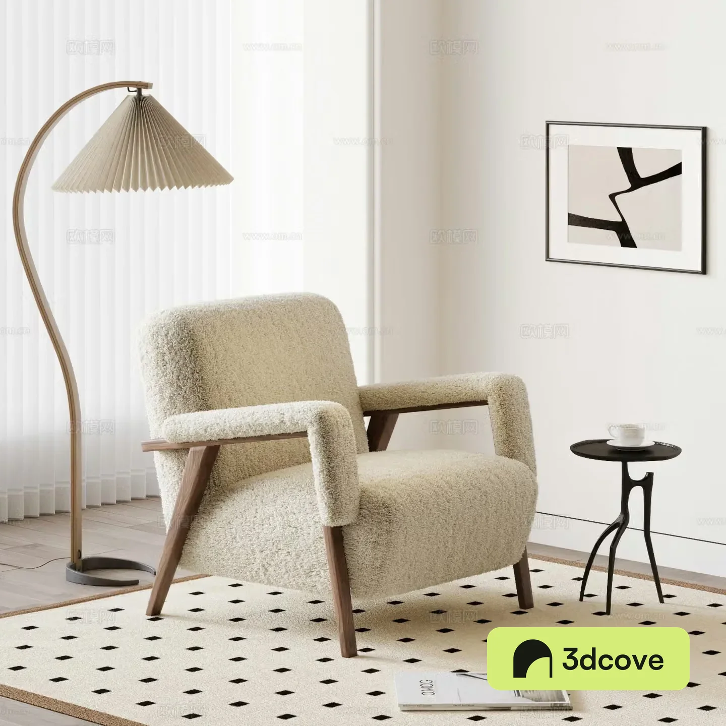 Medium style leisure chair 3d model