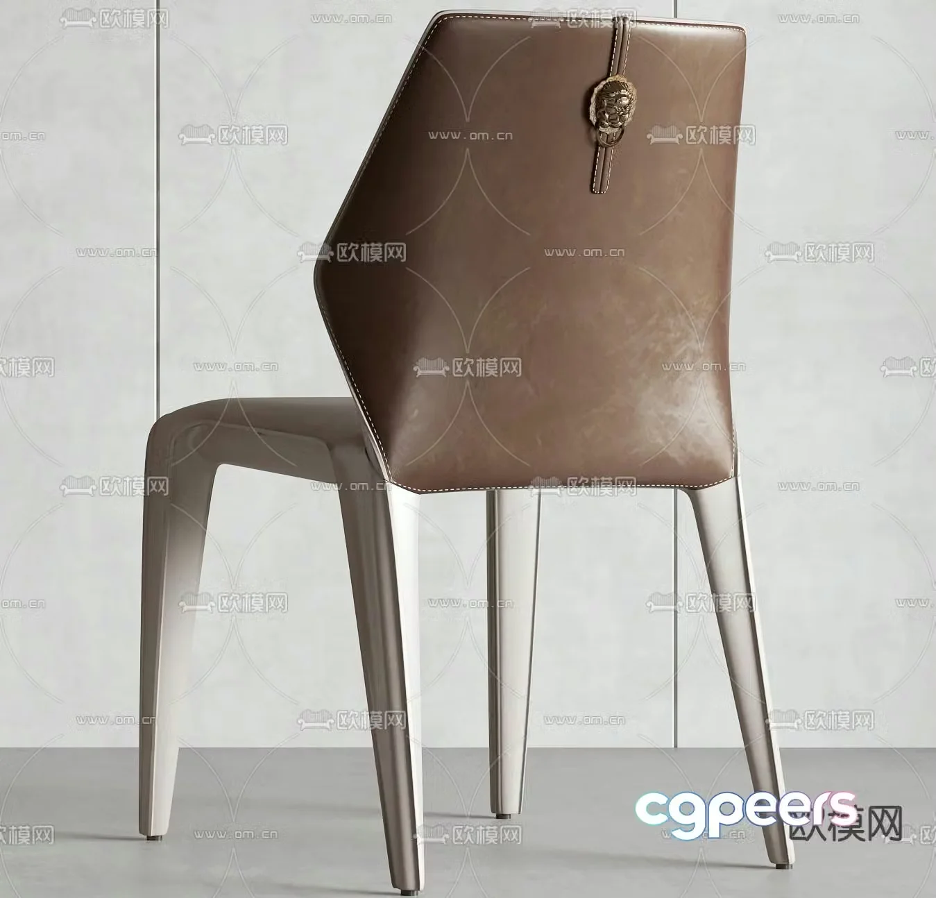 New Chinese style single chair leather chair 3d model