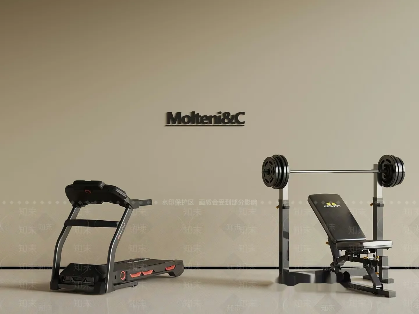 A Fitness Equipment Set 3D Model – 1965 – VRAY Render