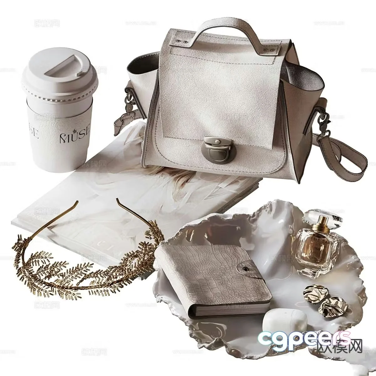 Modern jewelry bag perfume tableware 3d model