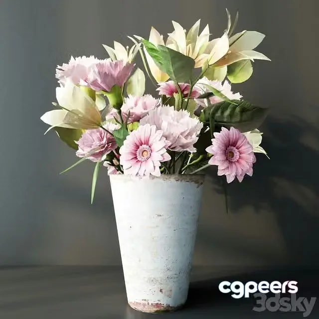 3ds Max Free – Bouquet of lilies, carnations, gerberas