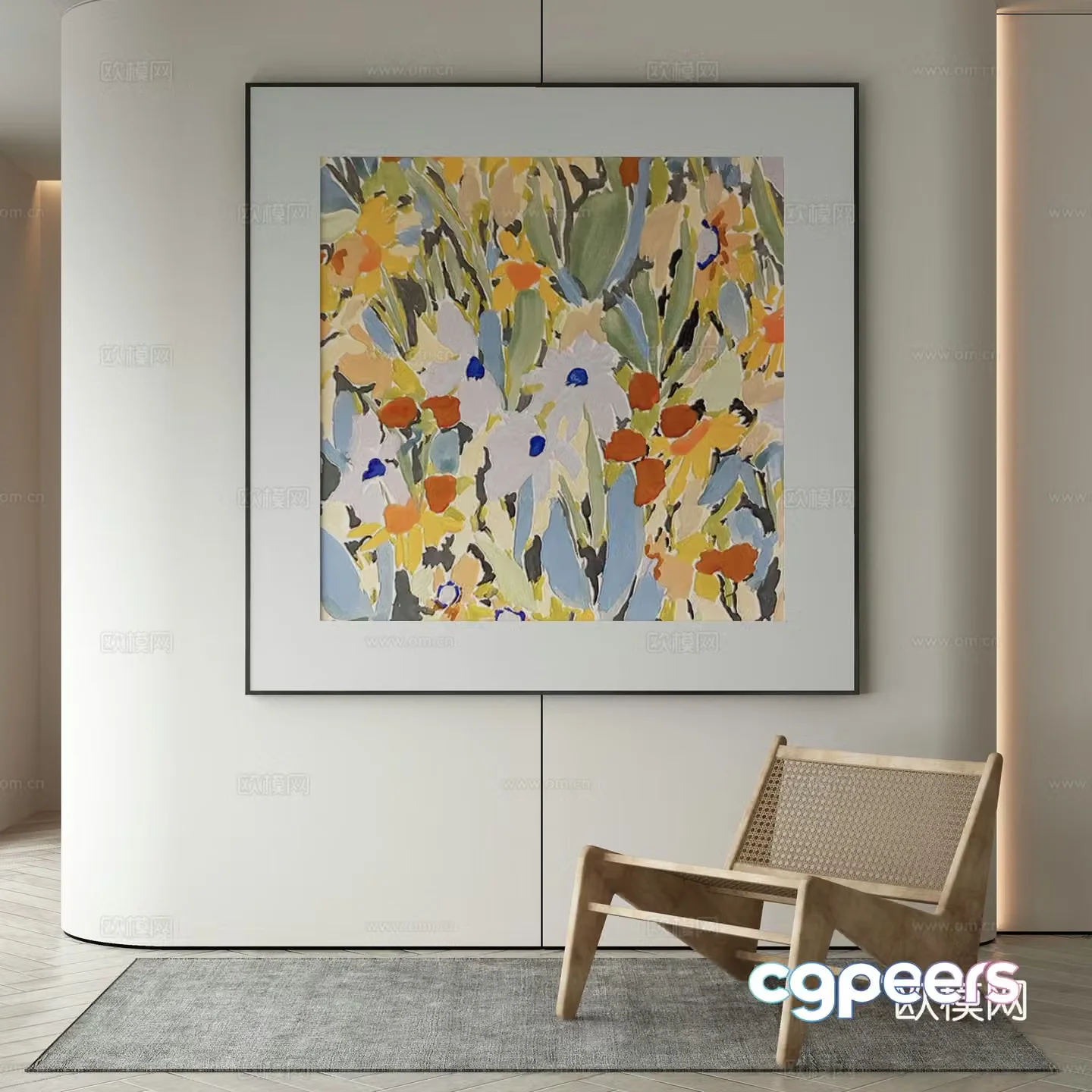 Modern decorative painting Flower oil painting 3d model