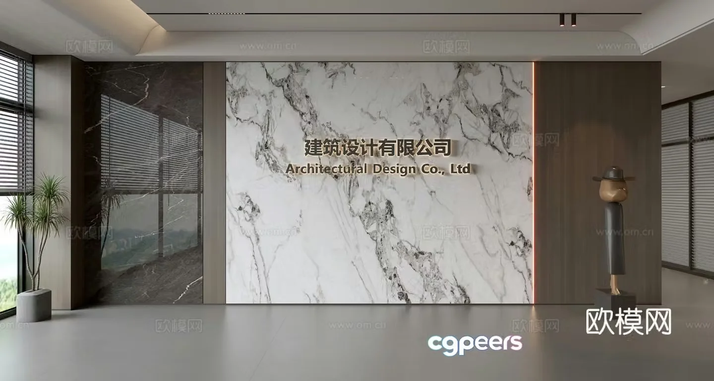 Modern front desk background wall Simple background wall Front desk reception area background wall Company front desk background wall 3d model