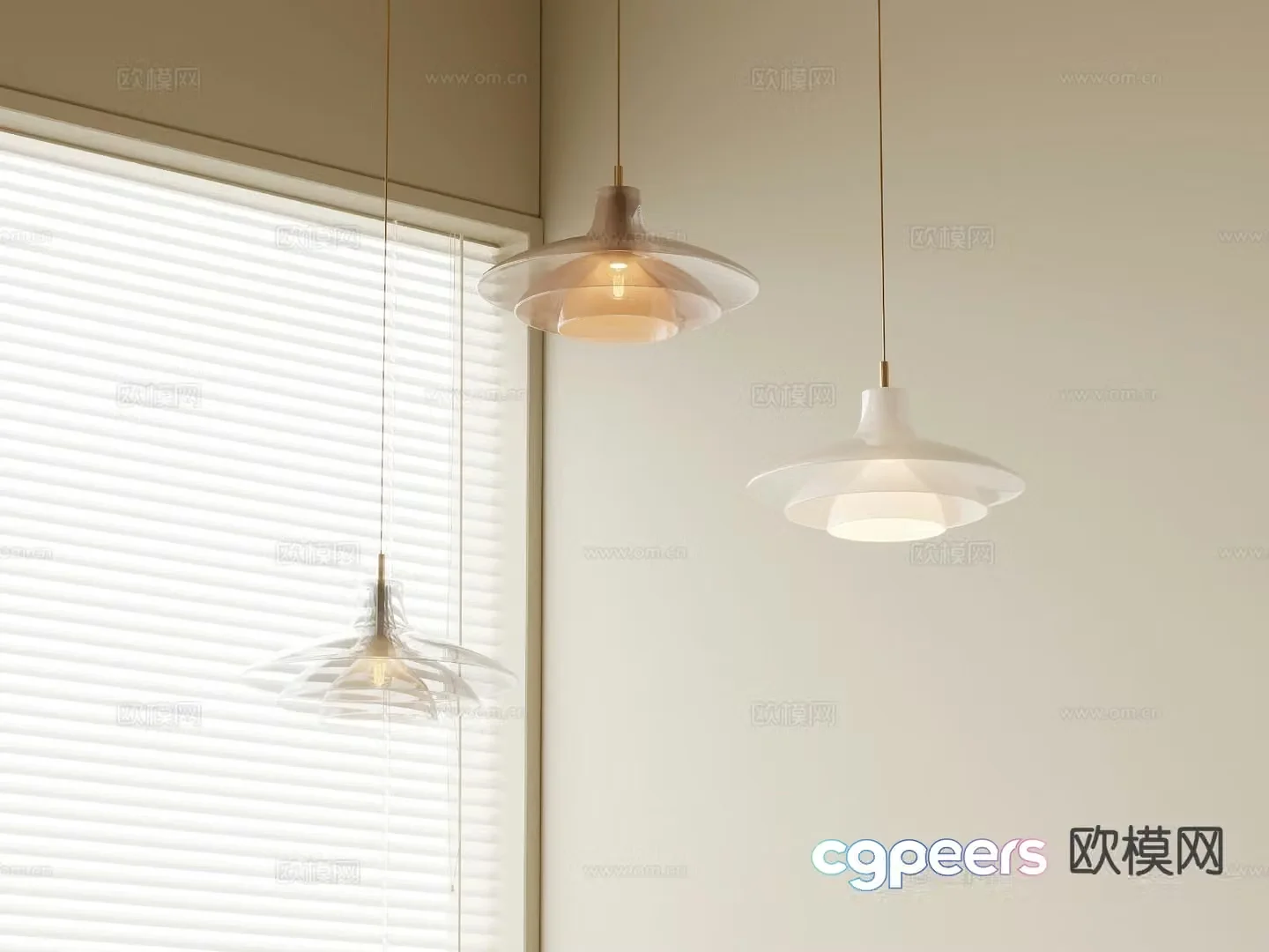 Modern small chandelier fishing line chandelier 3d model