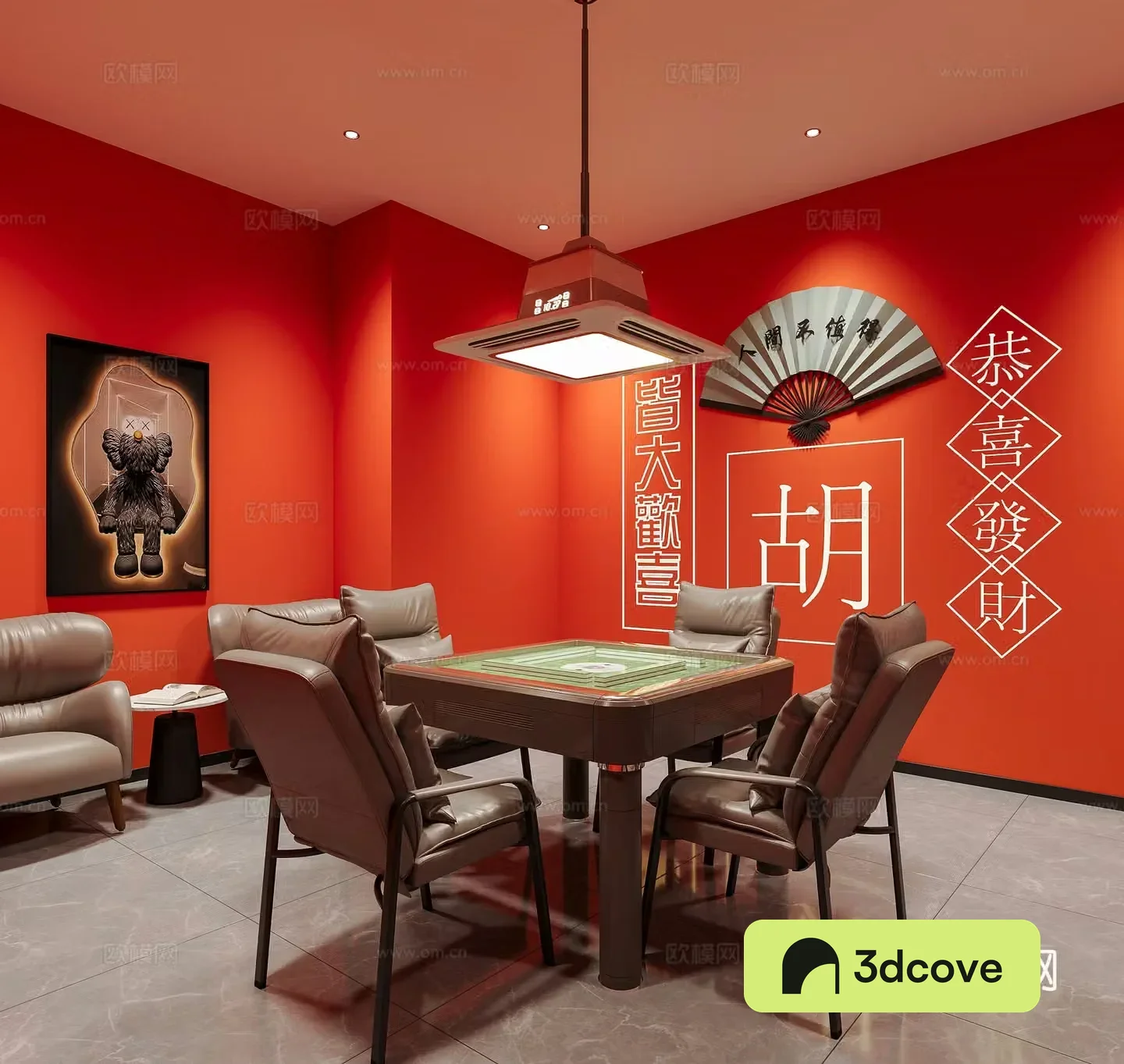 Modern chess and card room mahjong hall mahjong table chess and card table sofa mahjong decorative