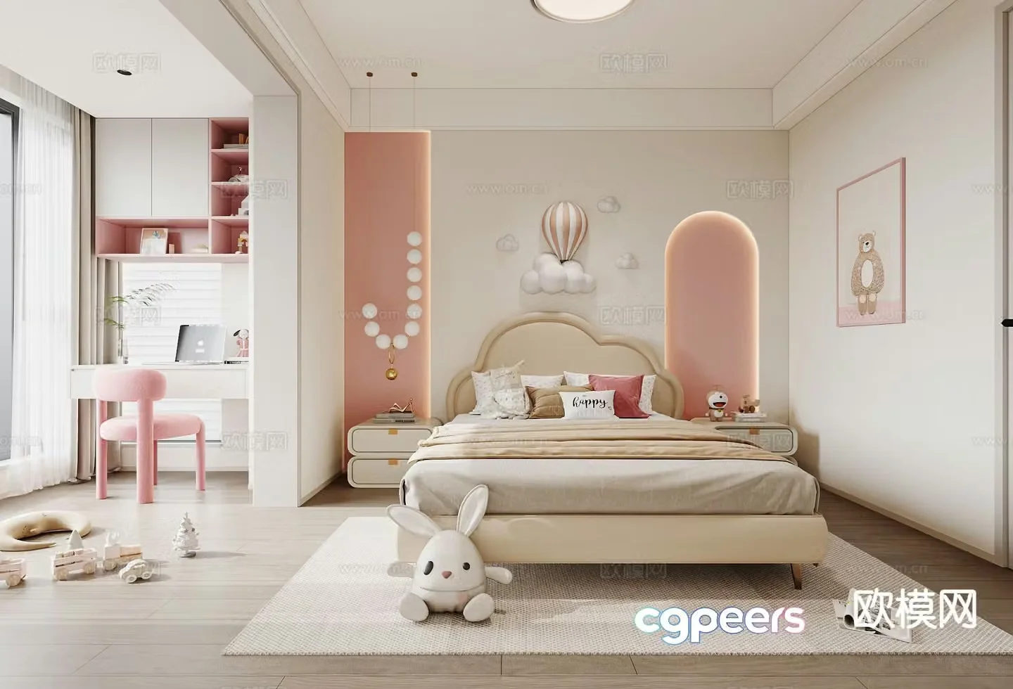 Modern children’s room girl’s room kid’s room 3d model