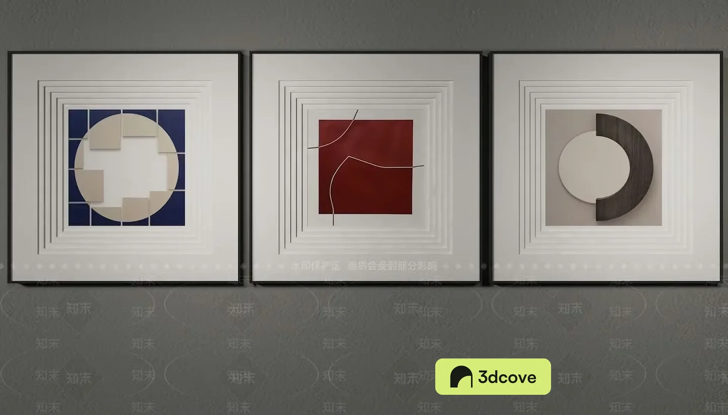 A Set Of Three Abstract Art Pieces
