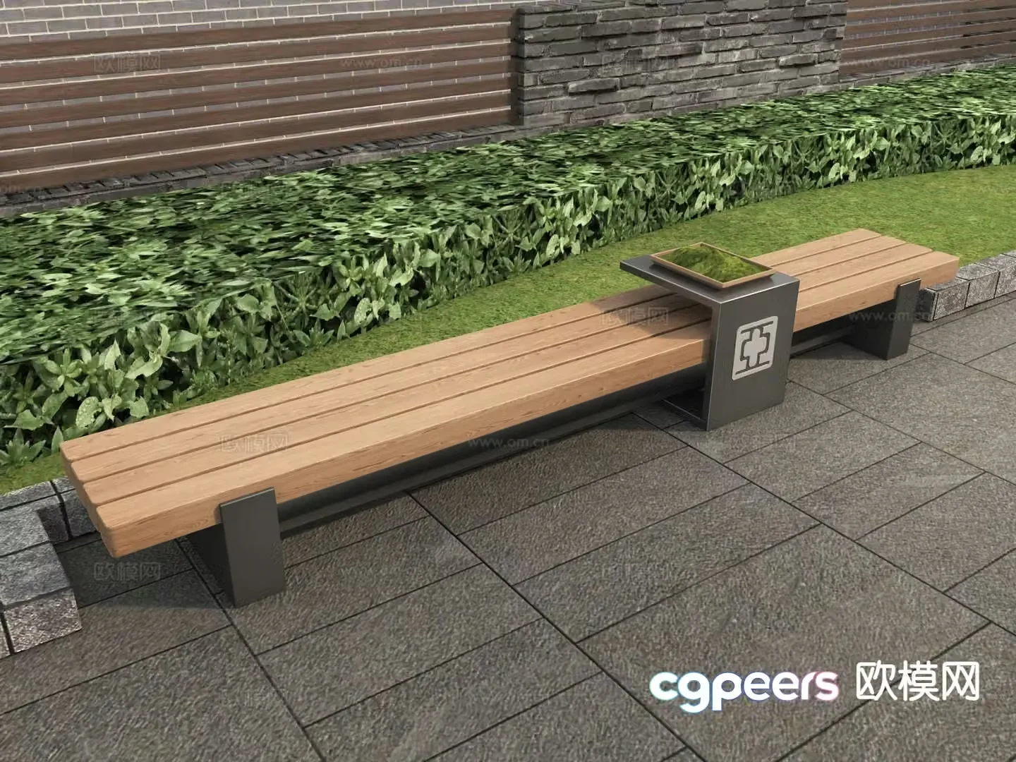 Modern landscape seating outdoor seating street rest bench 3d model