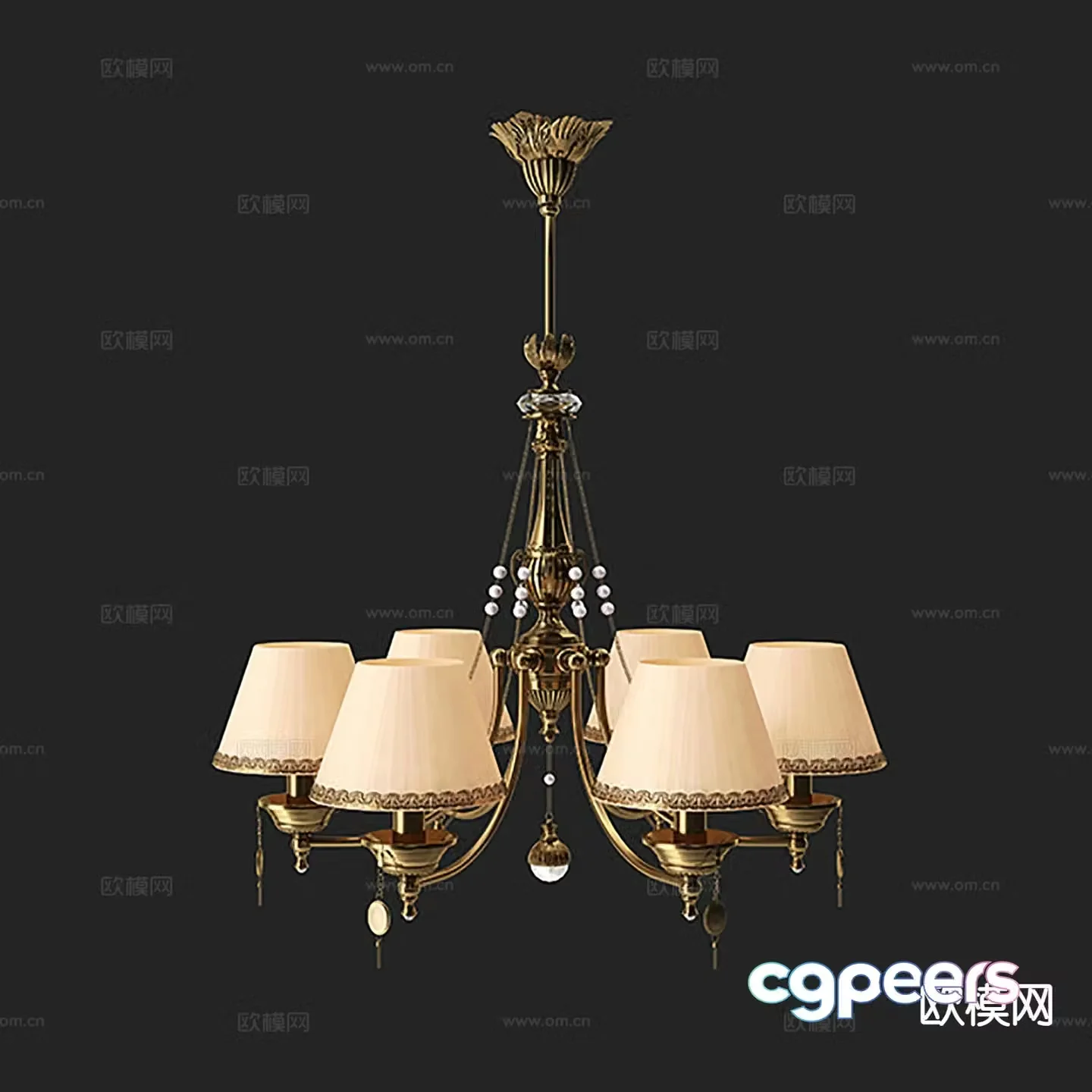 Modern multi-head chandelier 3d model