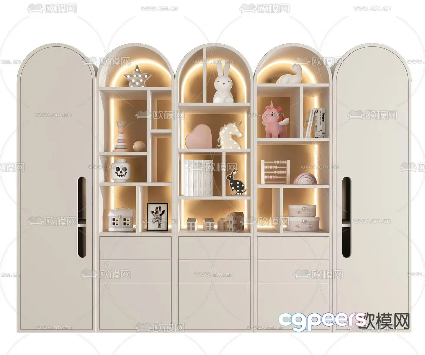 Children’s bookcase storage cabinet 3d model