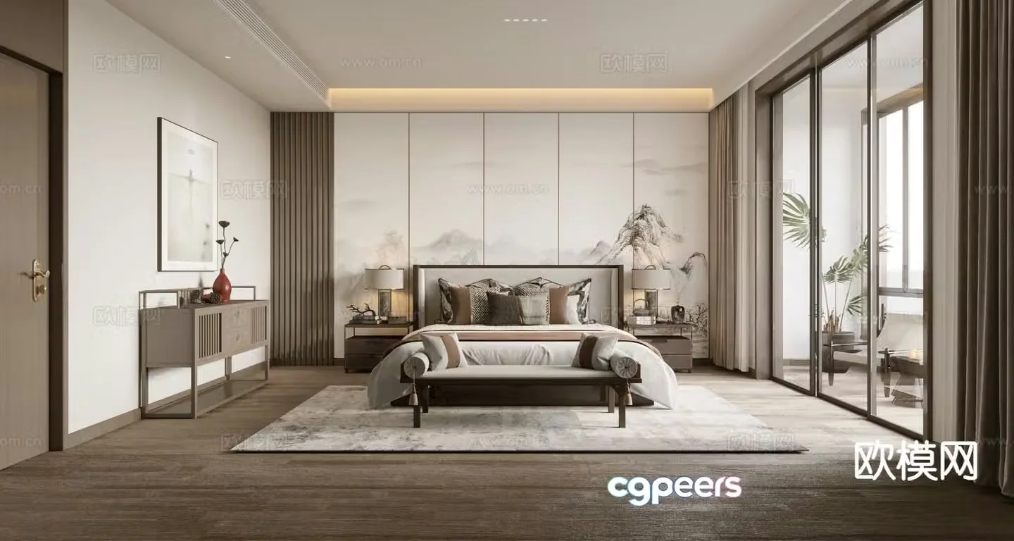 New Chinese style bedroom master bedroom 3d model