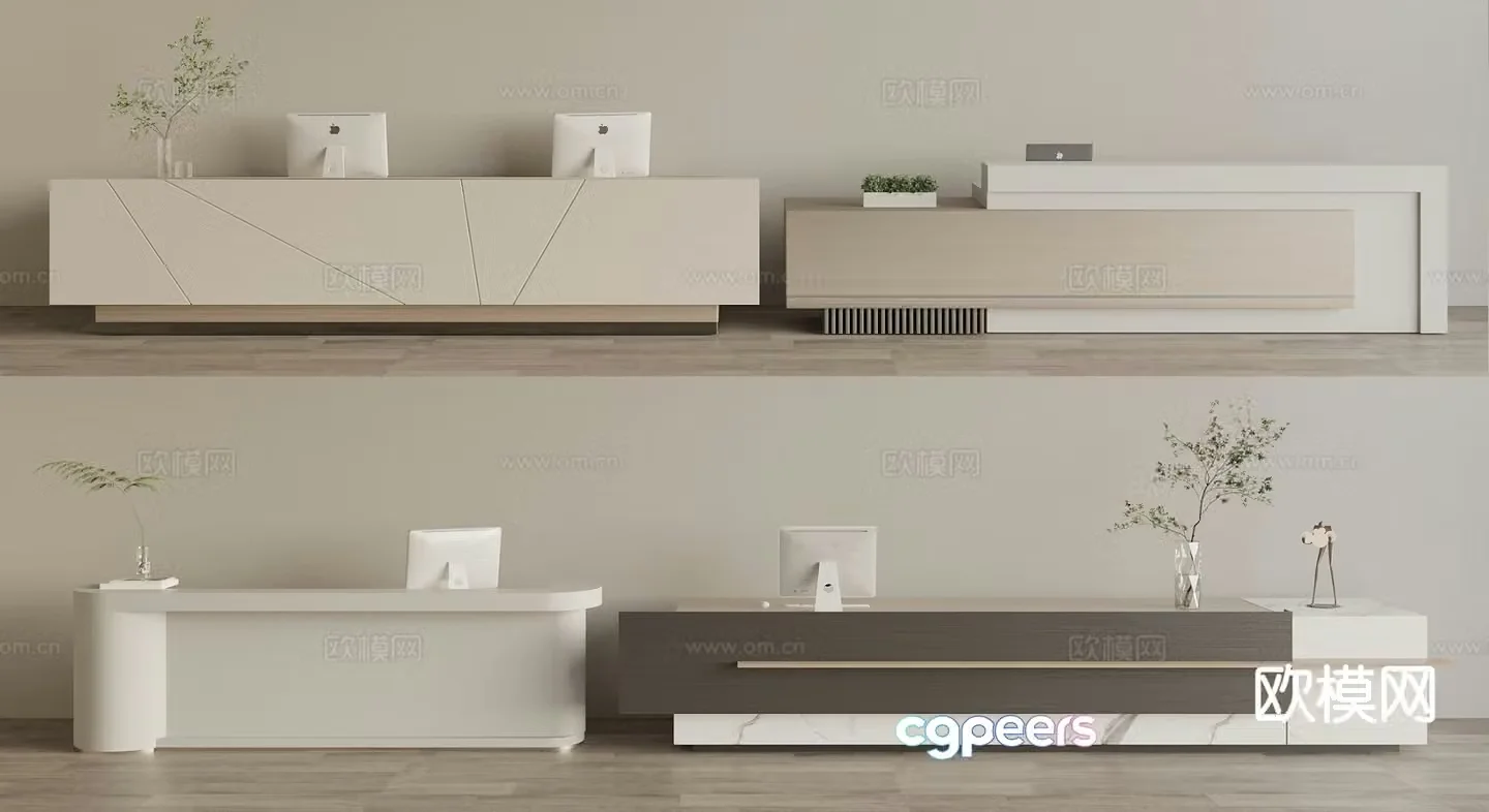 Modern front desk reception desk service desk 3d model