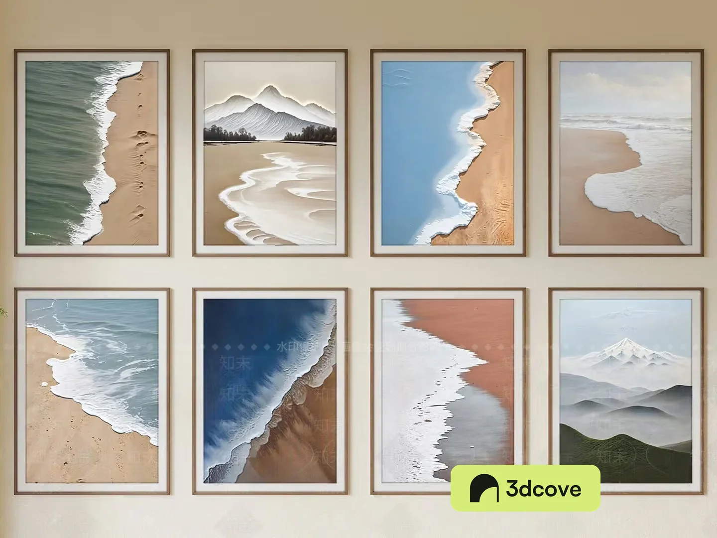 Nine Framed Beach Paintings