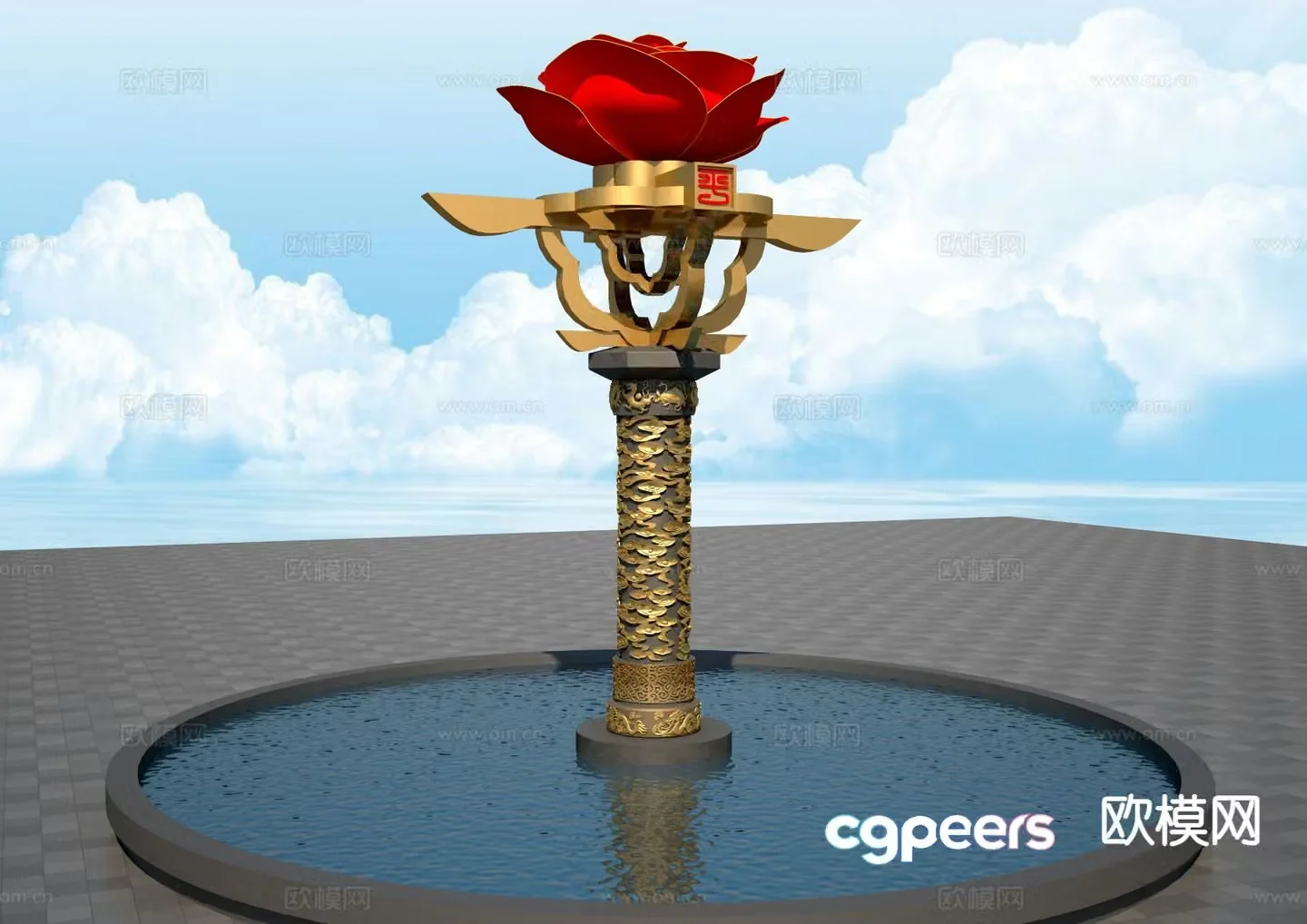 petal sculpture landscape sculpture 3d model