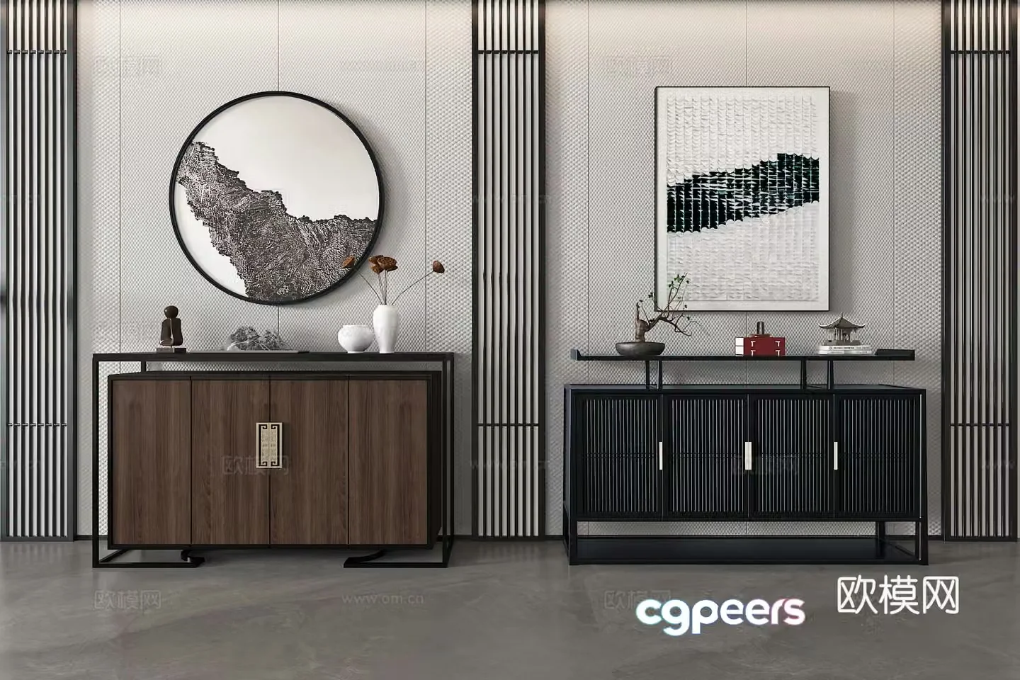 New Chinese style entrance cabinet Duanjing cabinet 3D model