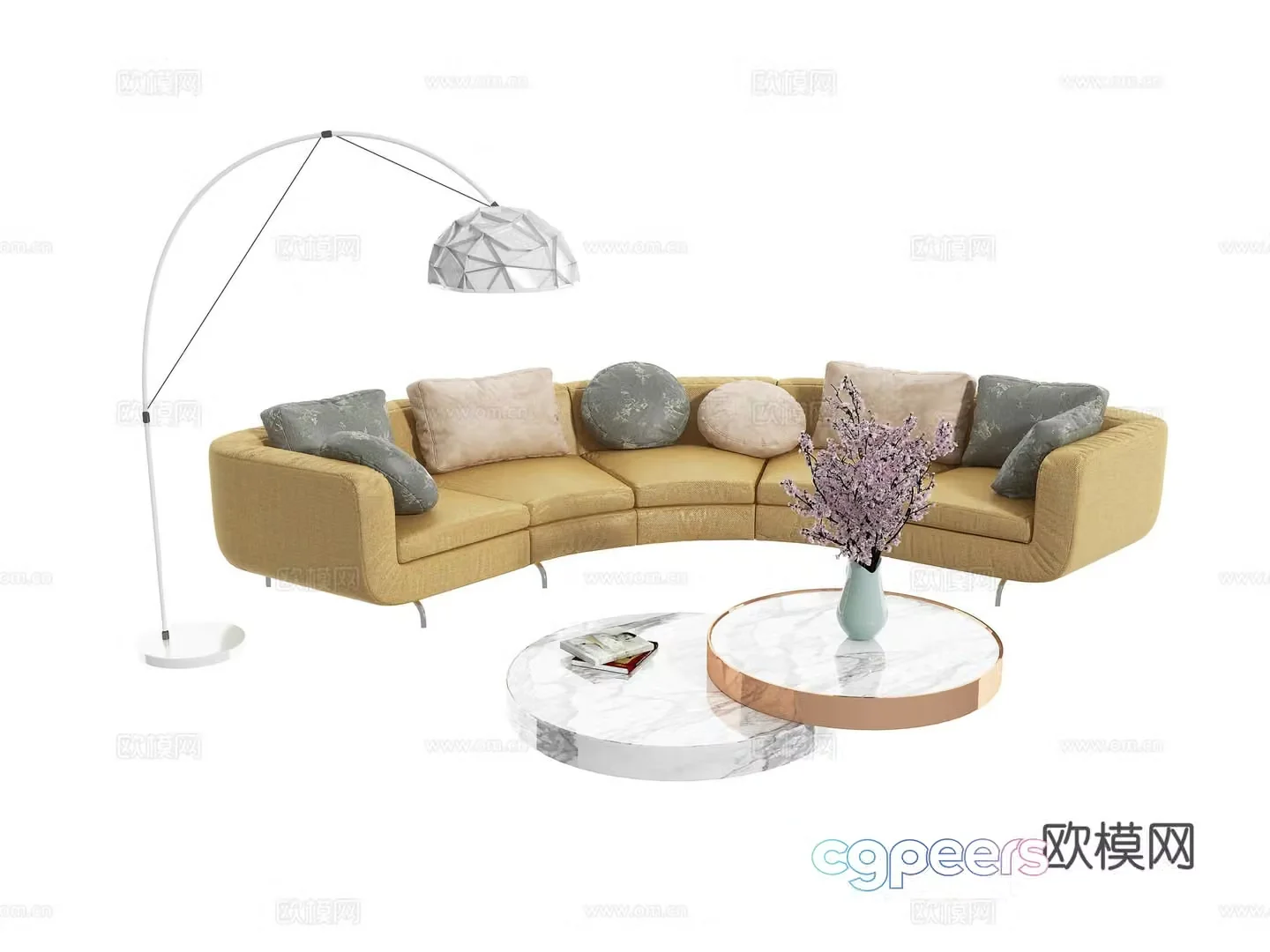 Modern special-shaped sofa combination sofa 3D model