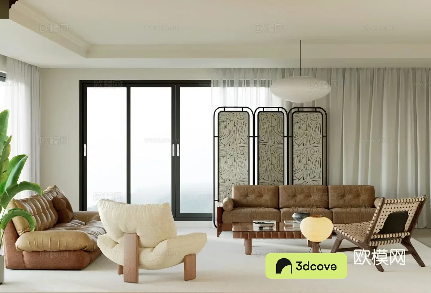 Middle-aged living room 3d model