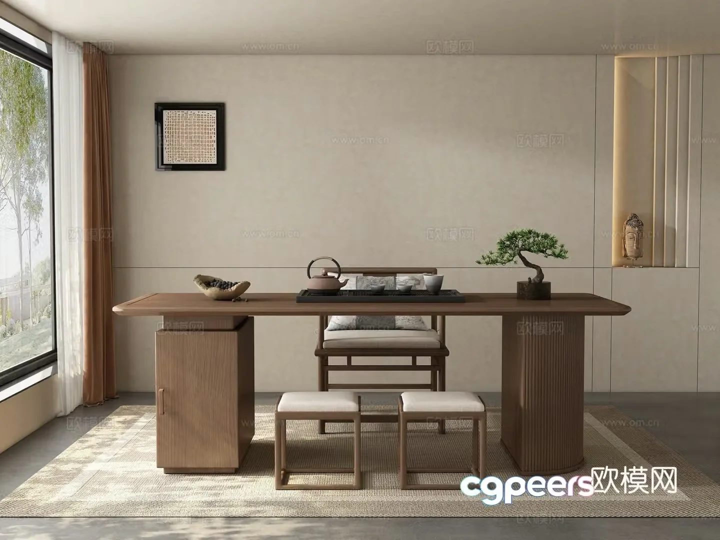 Middle-aged tea room 3D model
