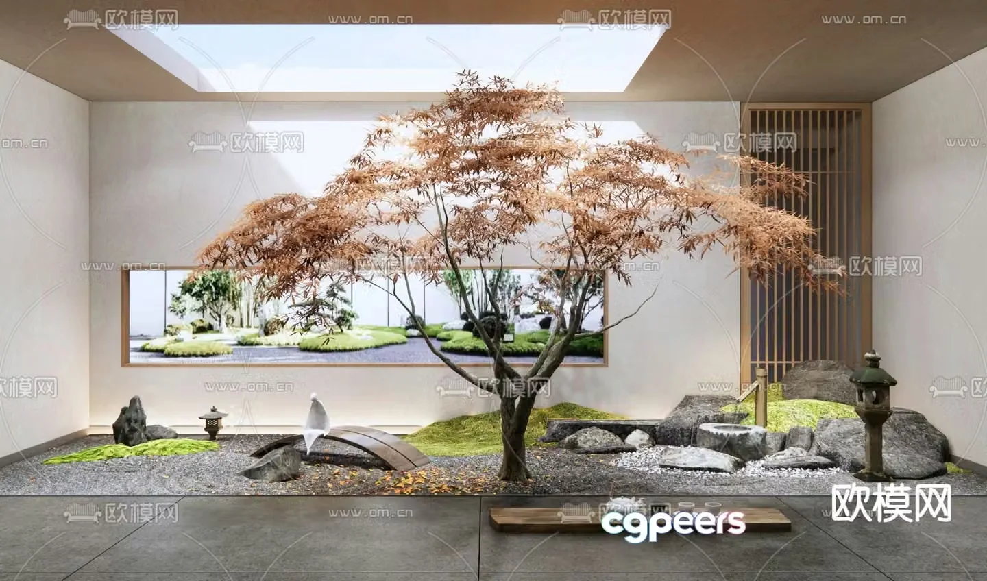 dry landscape landscape garden sketch flowing water bowl 3d model