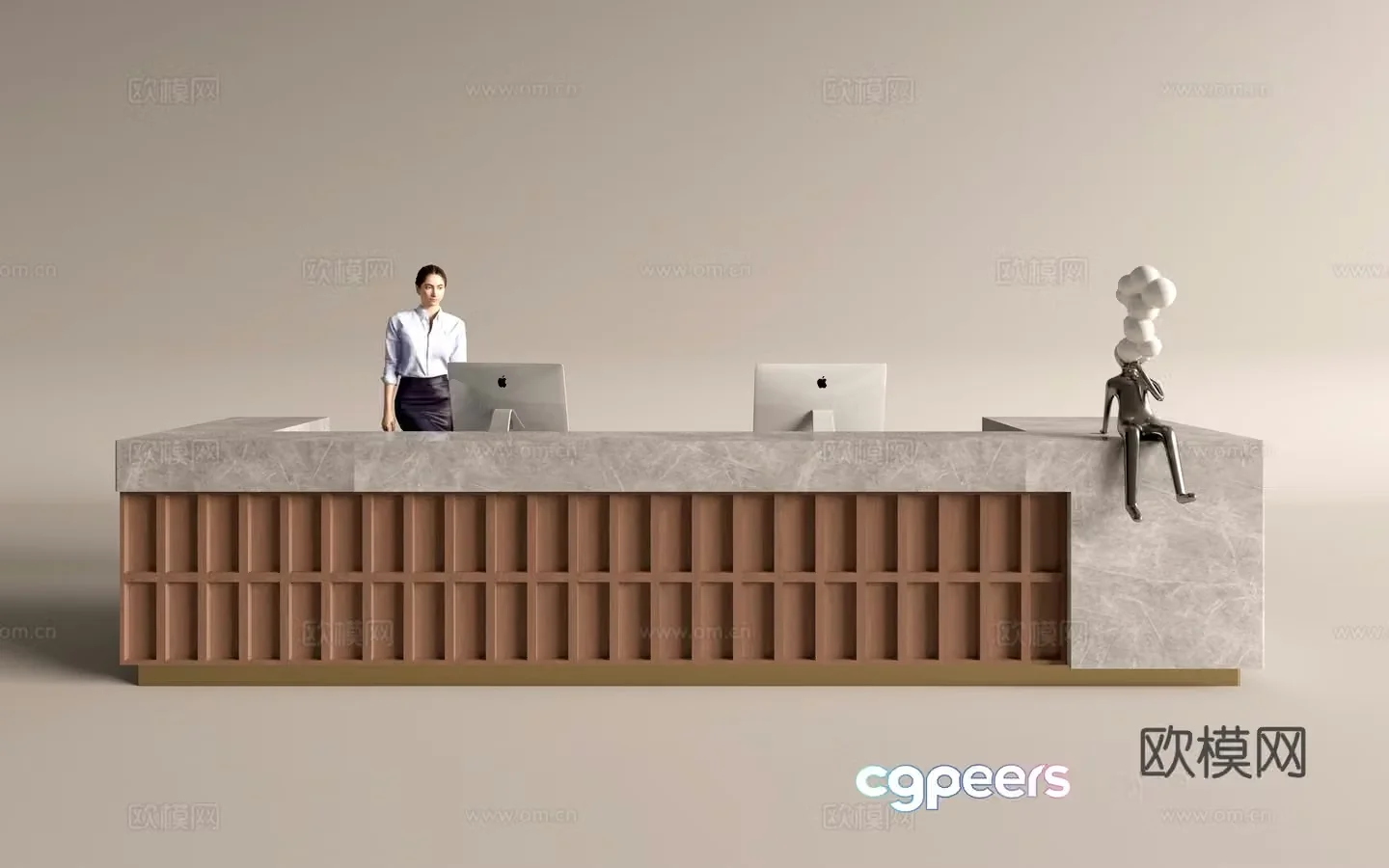 Modern company front desk reception area bar reception desk service desk 3d model